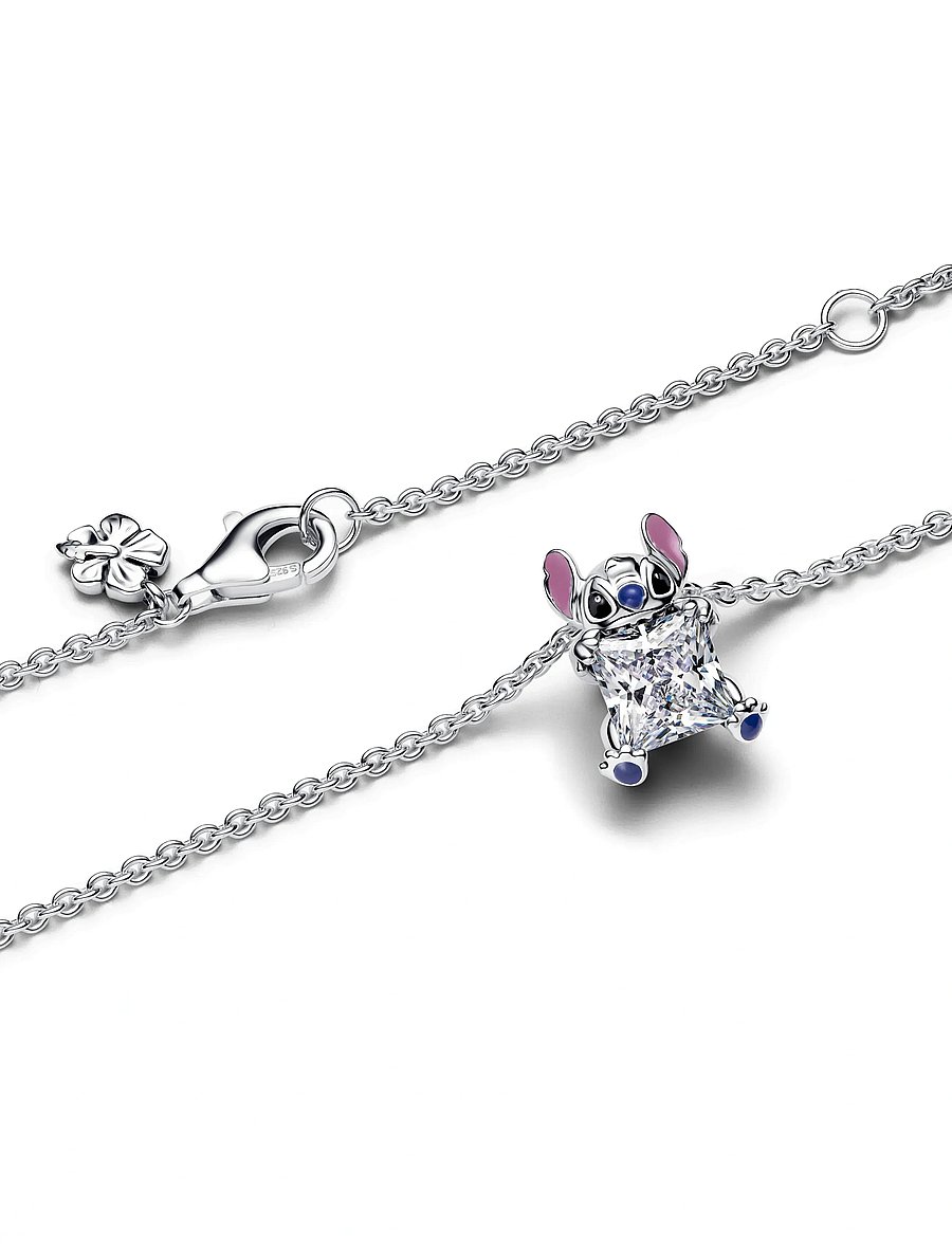 Pandora - Disney Stitch pendant necklace with clear cubic zirconia, purple, blue and black enamel - kedjehalsband - blue - 4