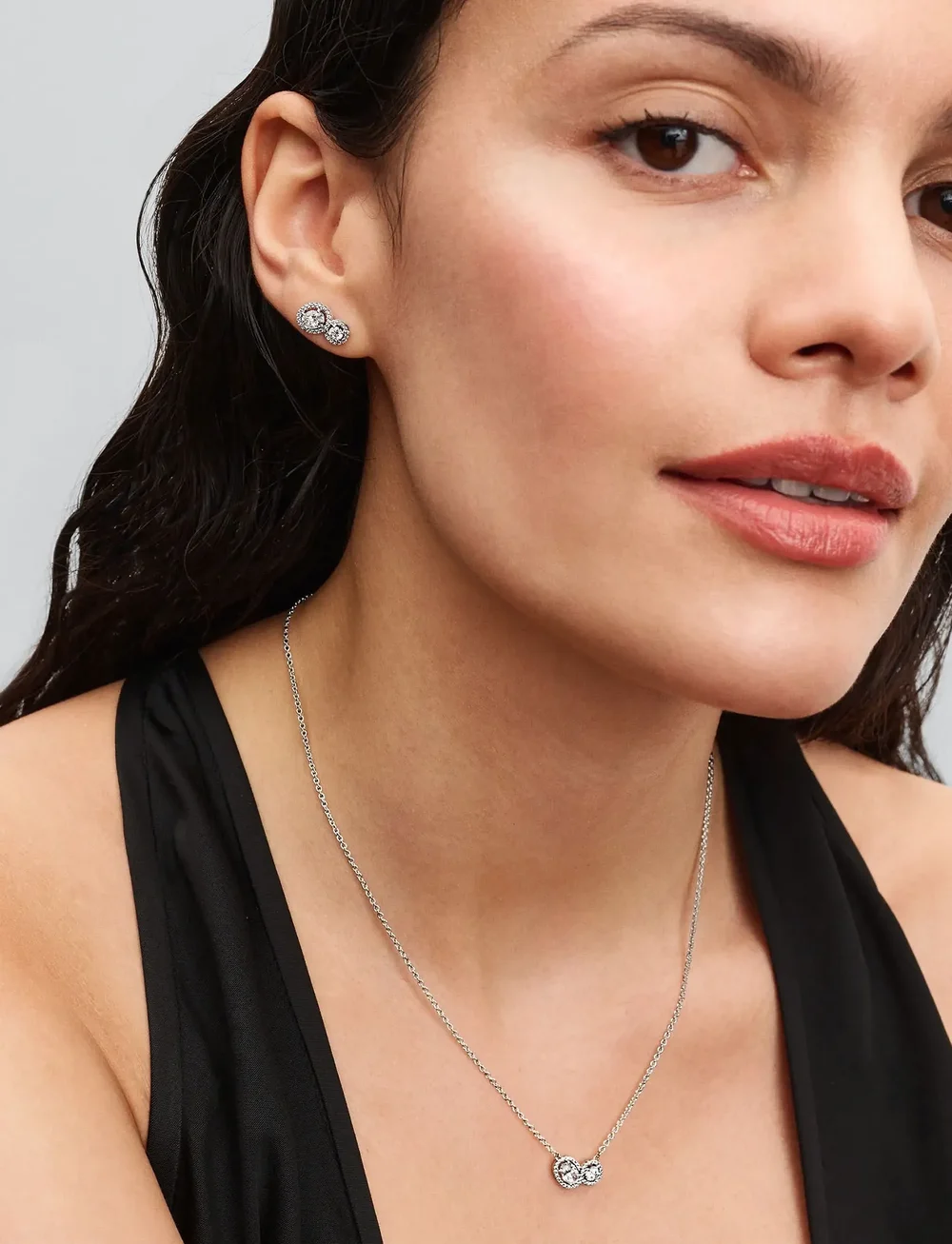 Pandora - Sterling silver collier with clear cubic zirconia - kedjehalsband - clear - 0