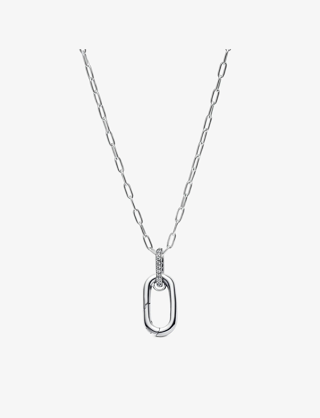 Pandora - Sterling silver openable link pendant necklace with clear cubic zirconia - halskæder - clear - 1