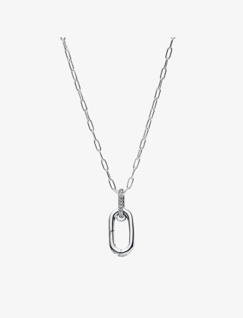 Pandora - Sterling silver openable link pendant necklace with clear cubic zirconia - kedjehalsband - clear - 1