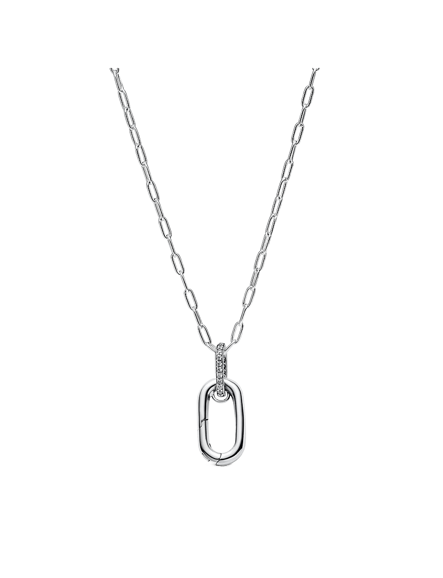 Pandora - Sterling silver openable link pendant necklace with clear cubic zirconia - keðjuhálsmen - clear - 1
