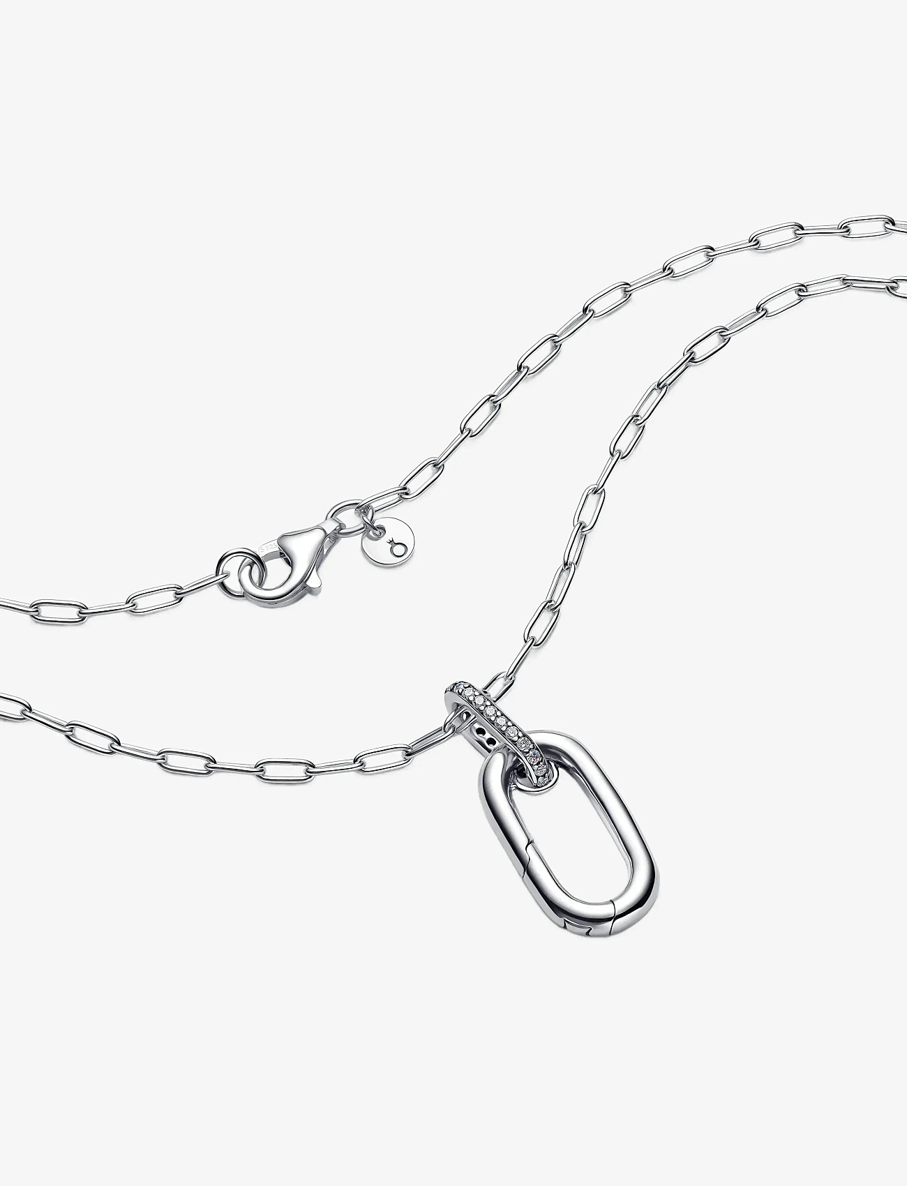 Pandora - Sterling silver openable link pendant necklace with clear cubic zirconia - halskæder - clear - 2