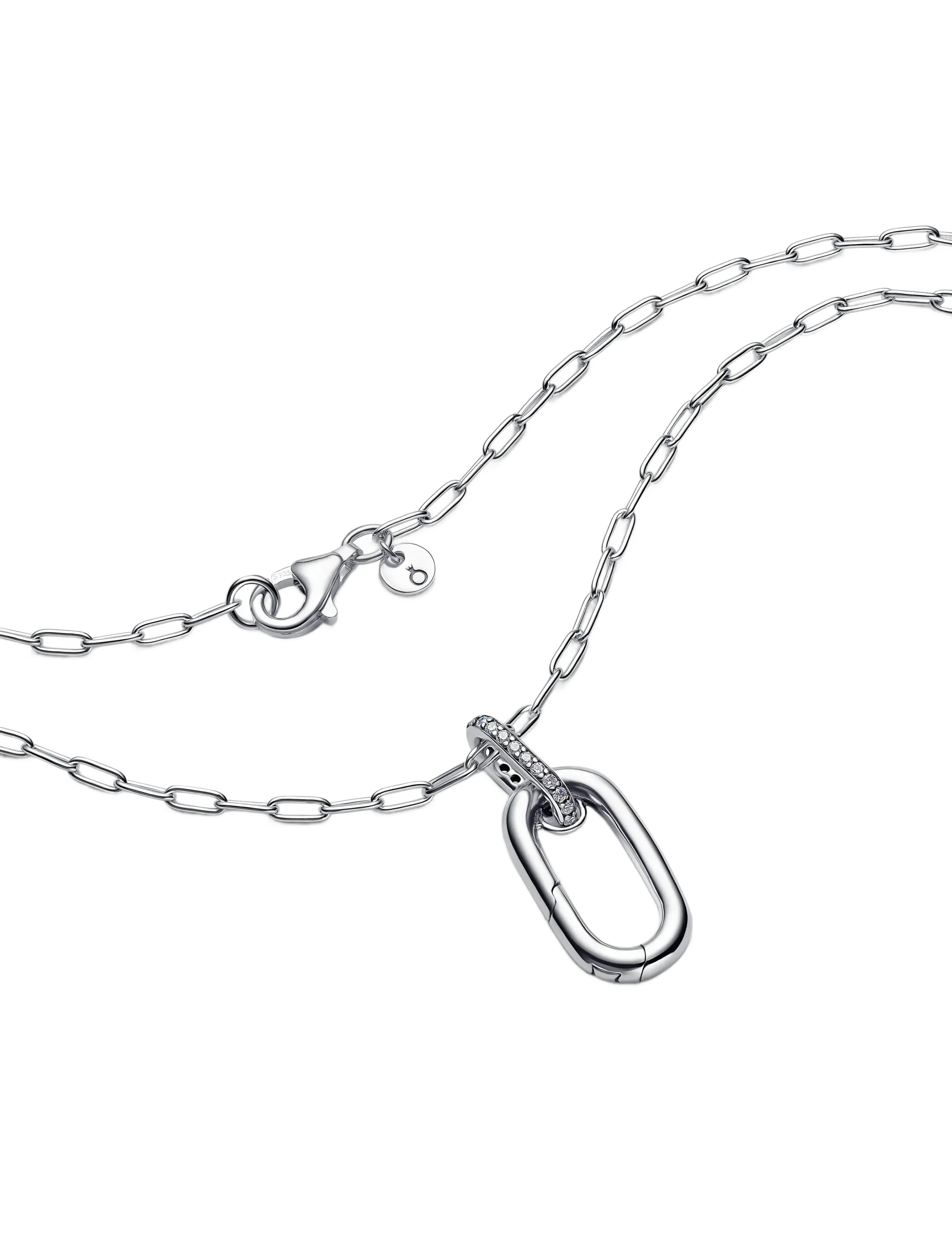 Pandora - Sterling silver openable link pendant necklace with clear cubic zirconia - halskæder - clear - 2