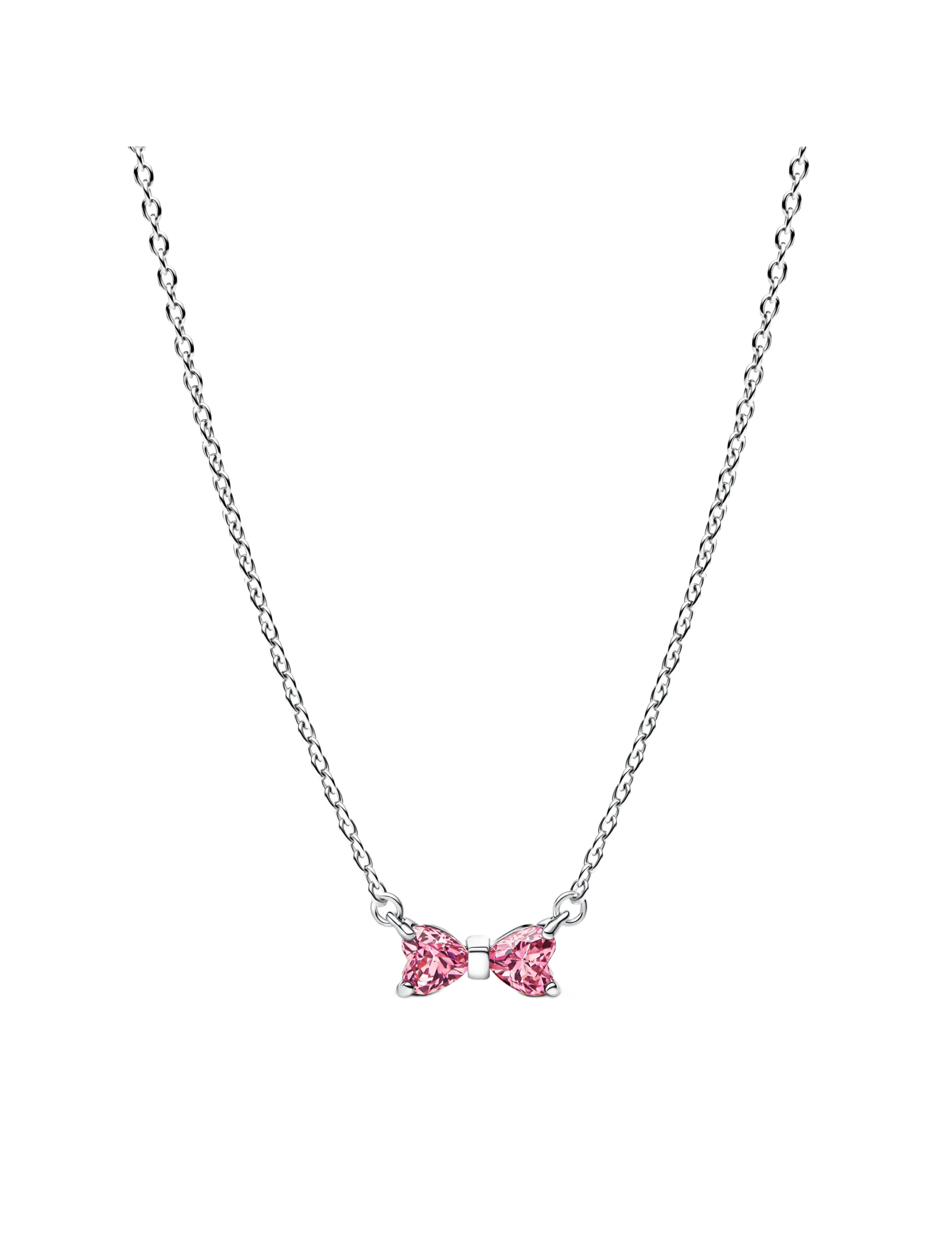 Pandora - Bow sterling silver collier with fancy pink and clear cubic zirconia - pink - 1