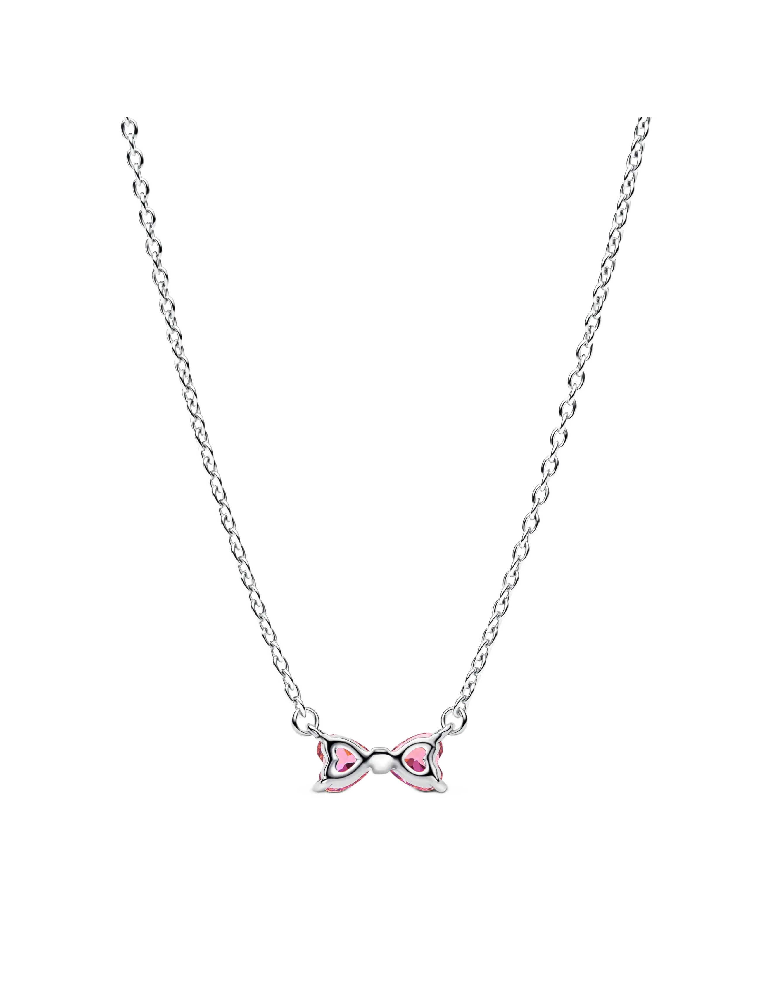 Pandora - Bow sterling silver collier with fancy pink and clear cubic zirconia - pink - 2