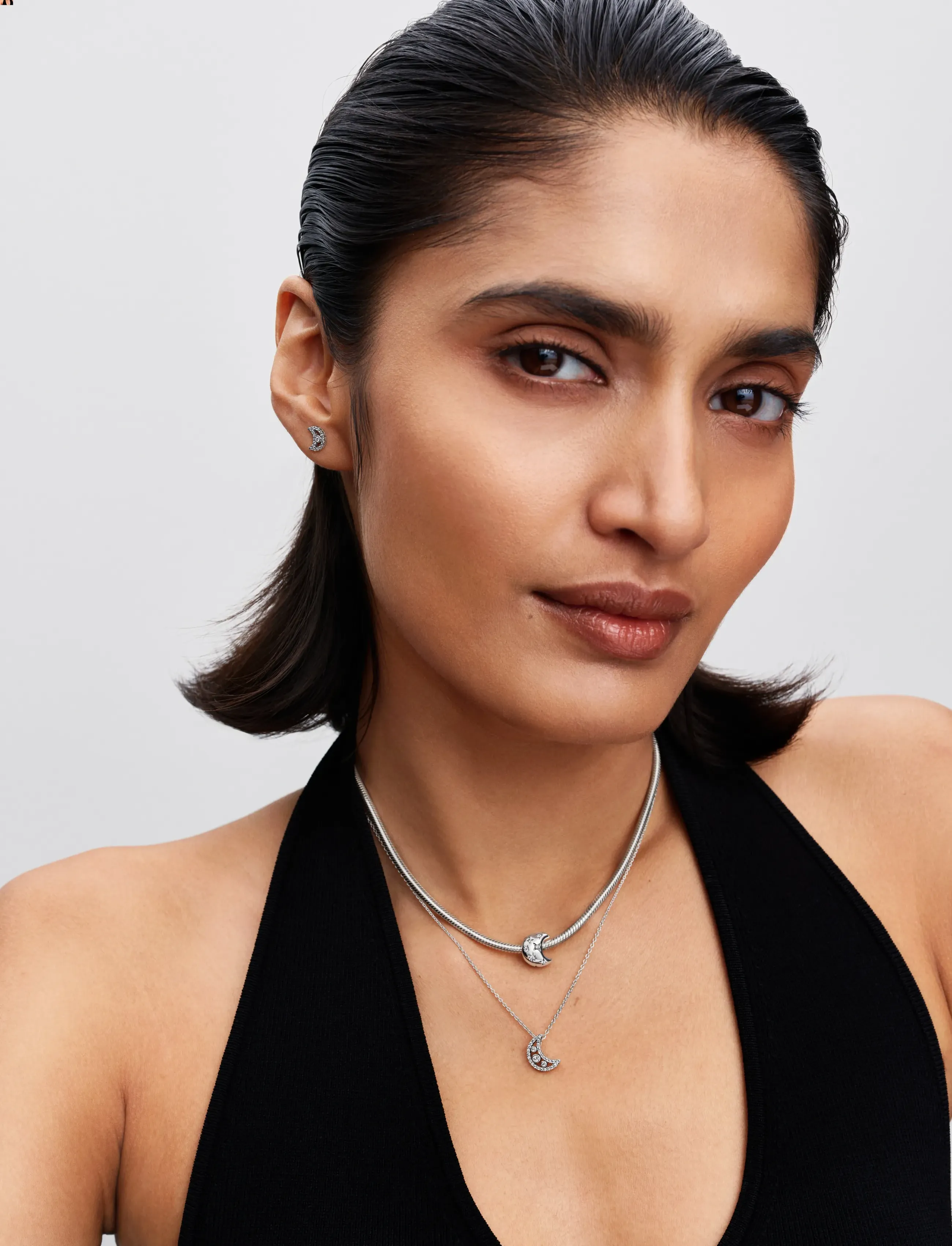 Pandora - Moon sterling silver pendant necklace with clear cubic zirconia - ketten mit anhänger - clear - 2