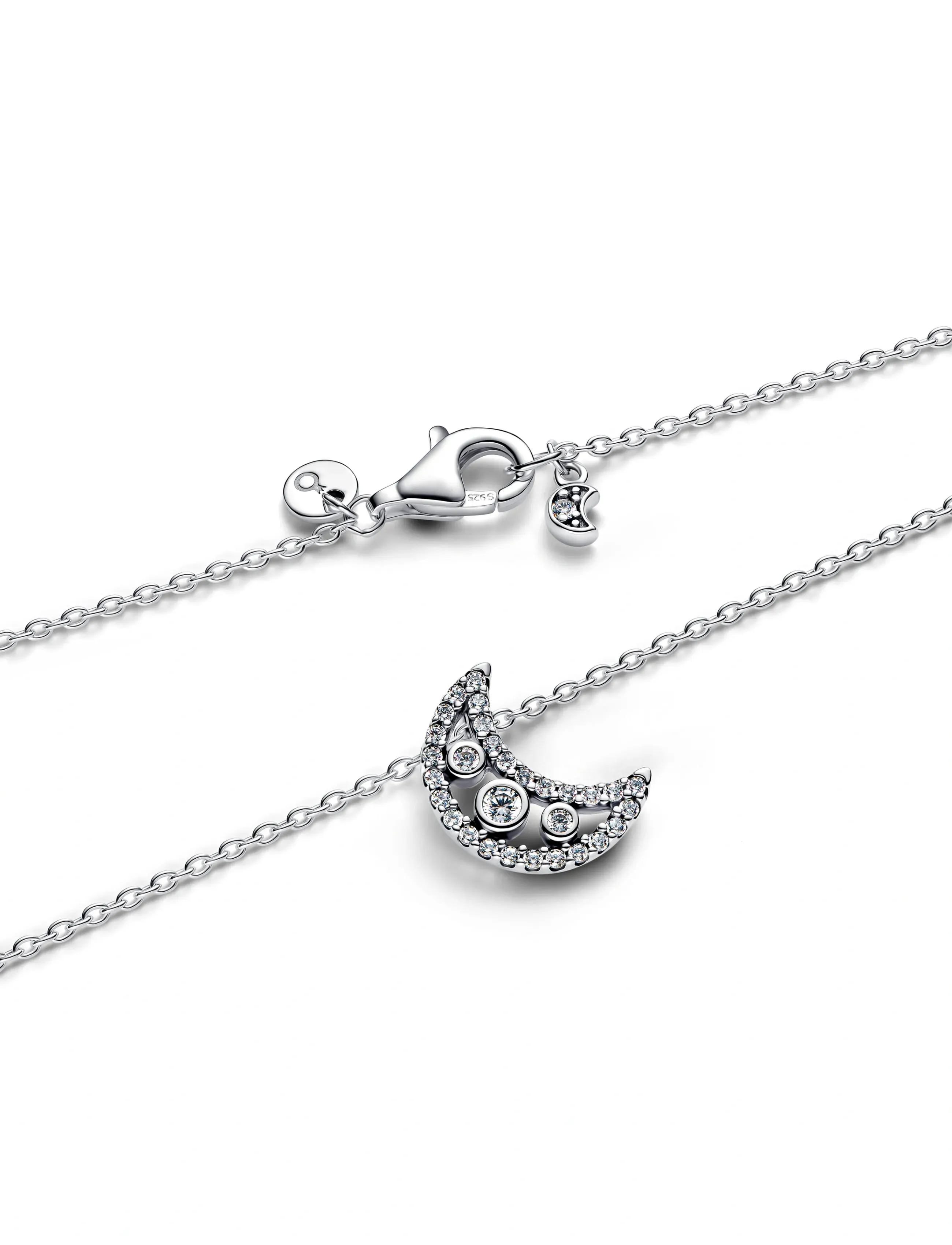 Pandora - Moon sterling silver pendant necklace with clear cubic zirconia - ketten mit anhänger - clear - 3