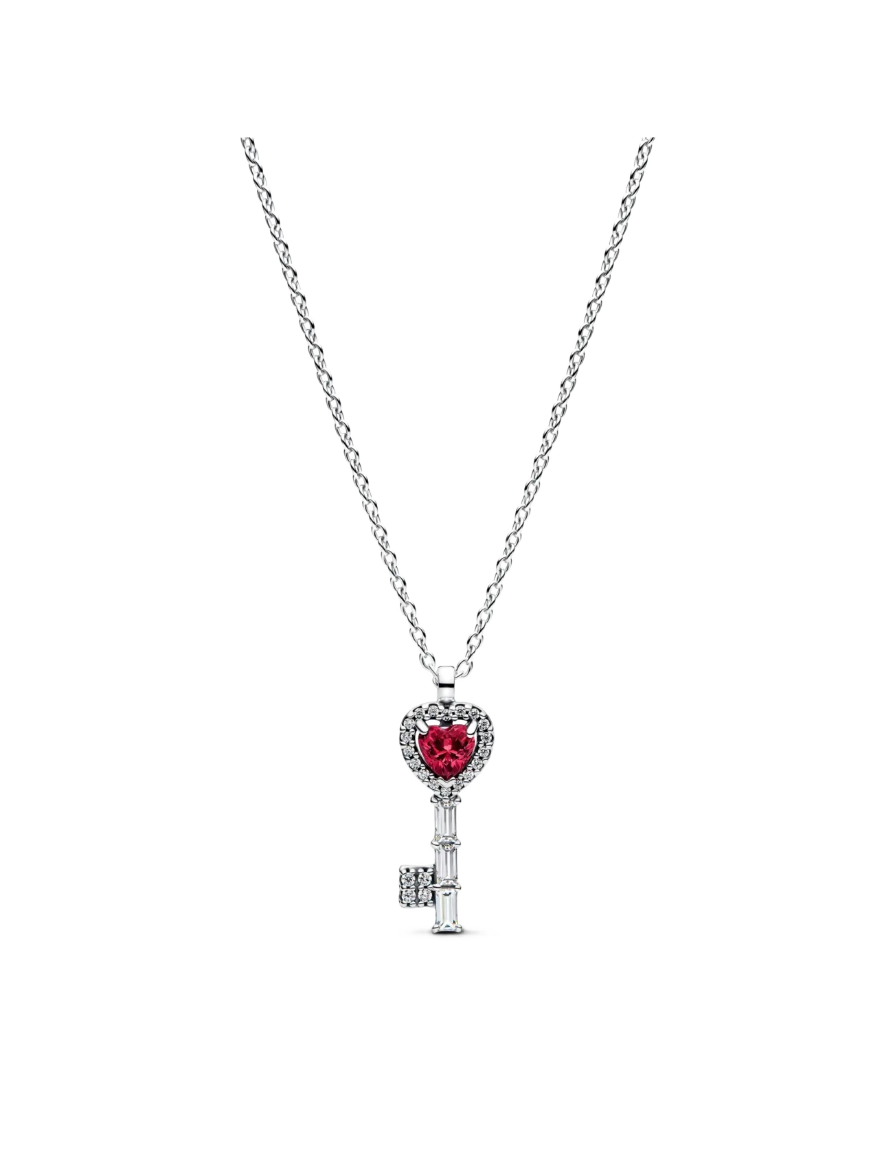Pandora Elevated Heart Key Collier Necklace - Charms - RED / red
