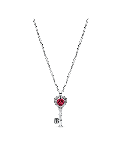 Pandora Elevated Heart Key Collier Necklace - Jewellery - RED / red