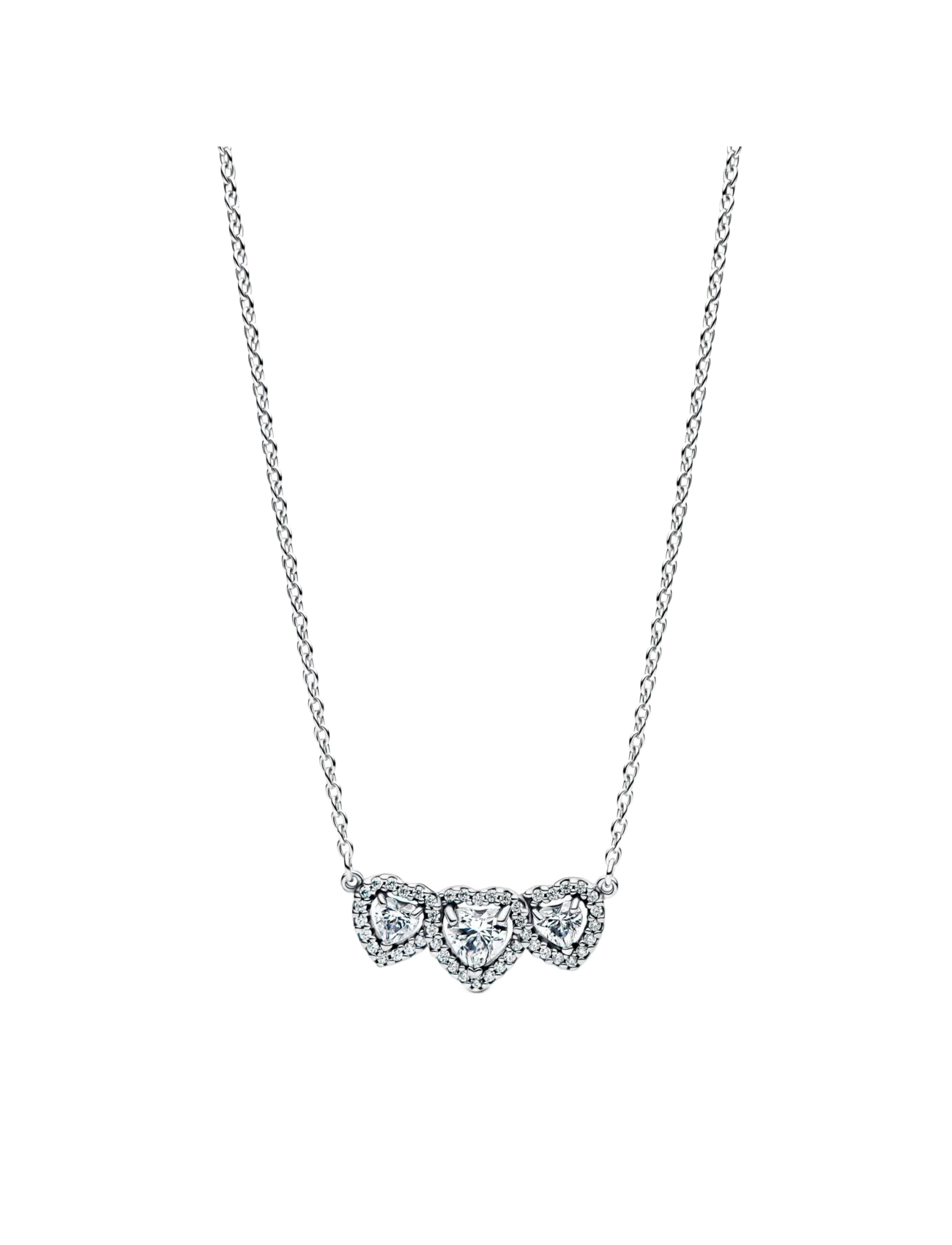 Pandora Halo Heart Trilogy Collier Necklace - Halskæder - CLEAR / undefined