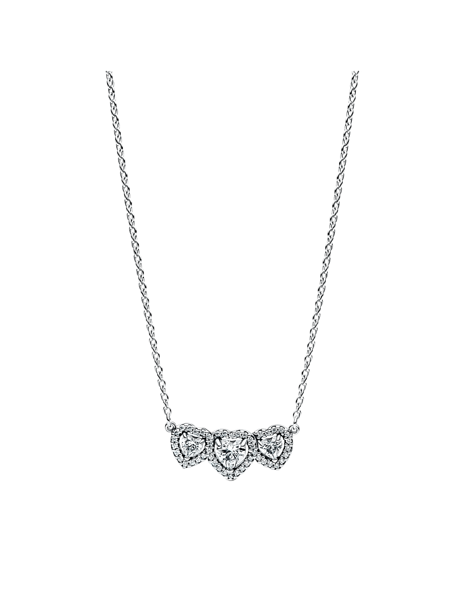 Pandora - Halo Heart Trilogy Collier Necklace - halskæder med vedhæng - clear - 1