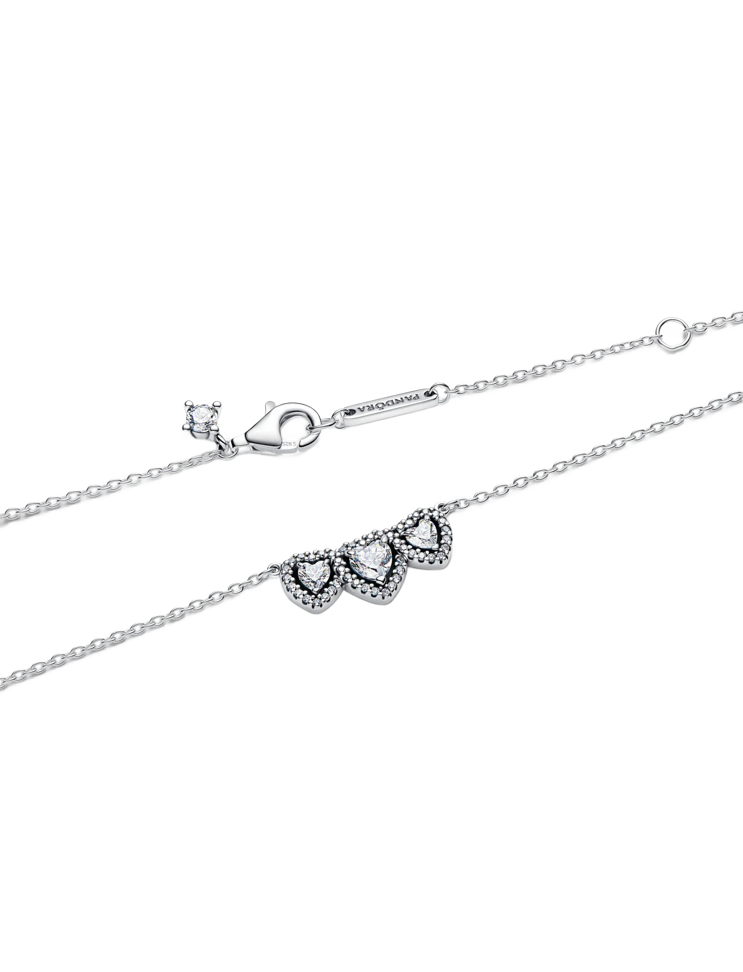 Pandora - Halo Heart Trilogy Collier Necklace - halskæder med vedhæng - clear - 3