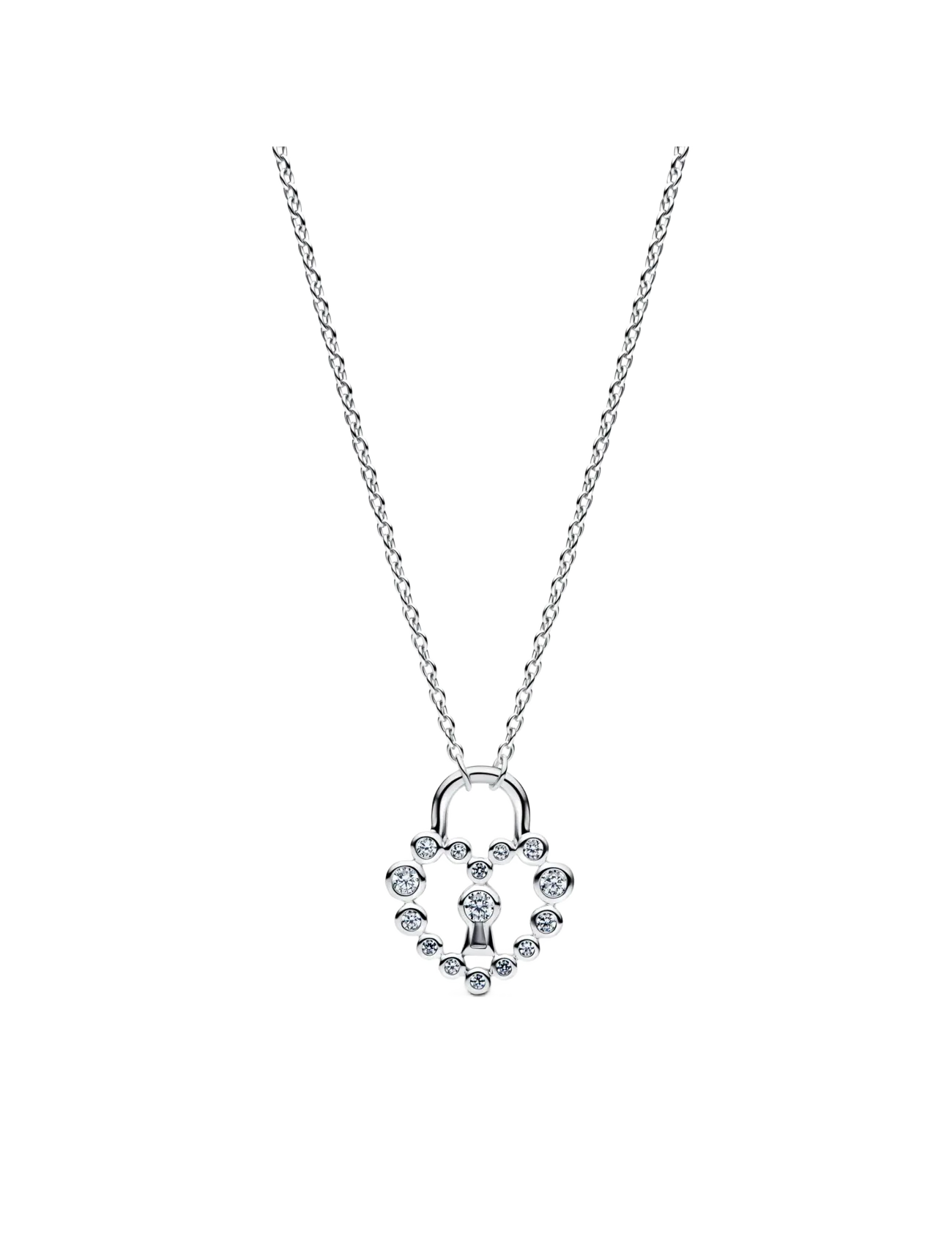 Sparkling Heart Padlock Pendant Necklace - CLEAR