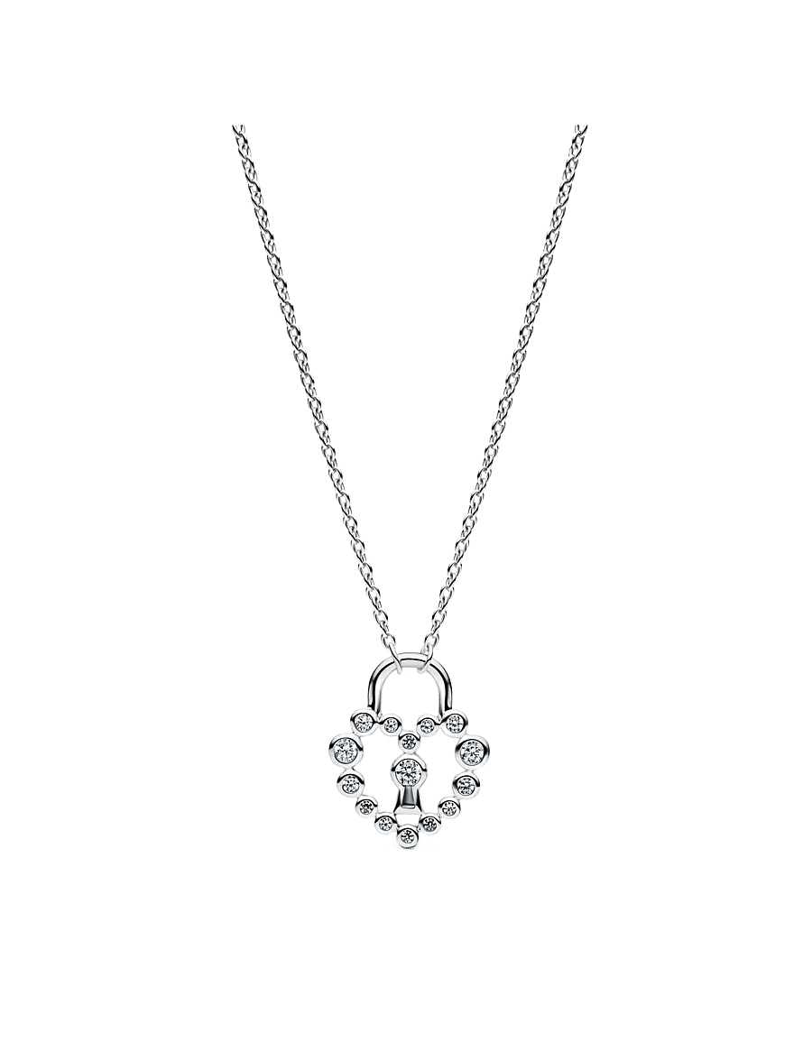 Pandora - Sparkling Heart Padlock Pendant Necklace - lenkekjeder - clear - 1