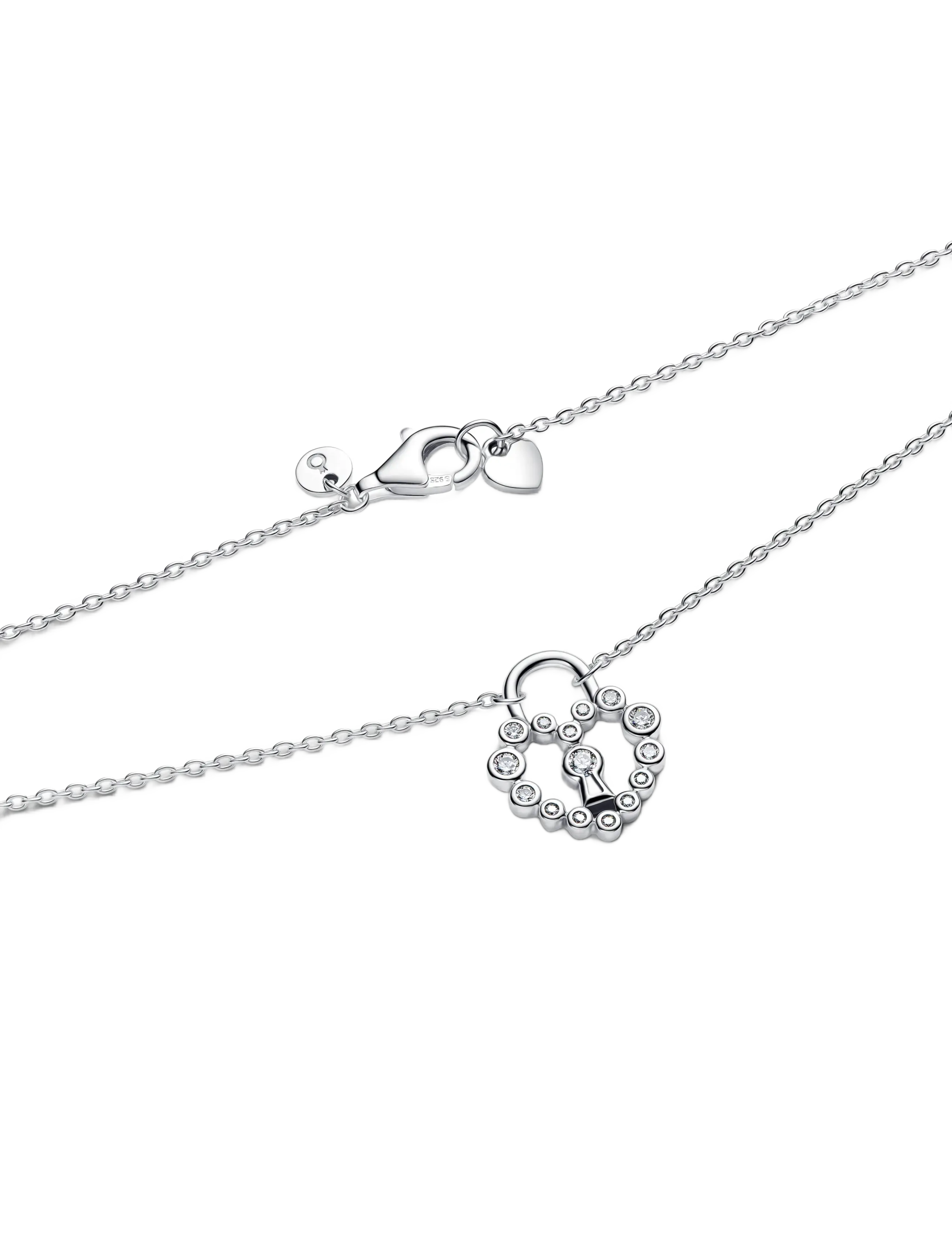 Pandora - Sparkling Heart Padlock Pendant Necklace - colliers chaîne - clear - 3