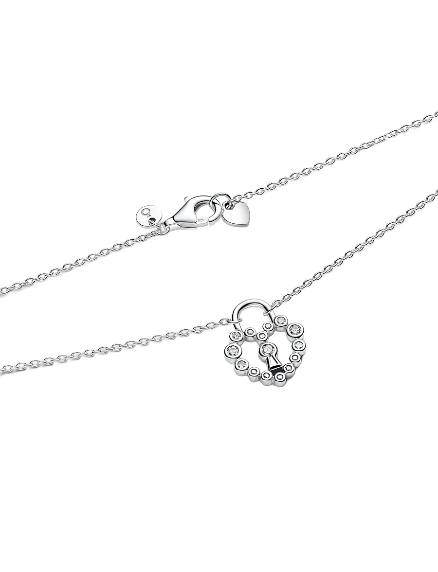 Pandora - Sparkling Heart Padlock Pendant Necklace - lenkekjeder - clear - 3