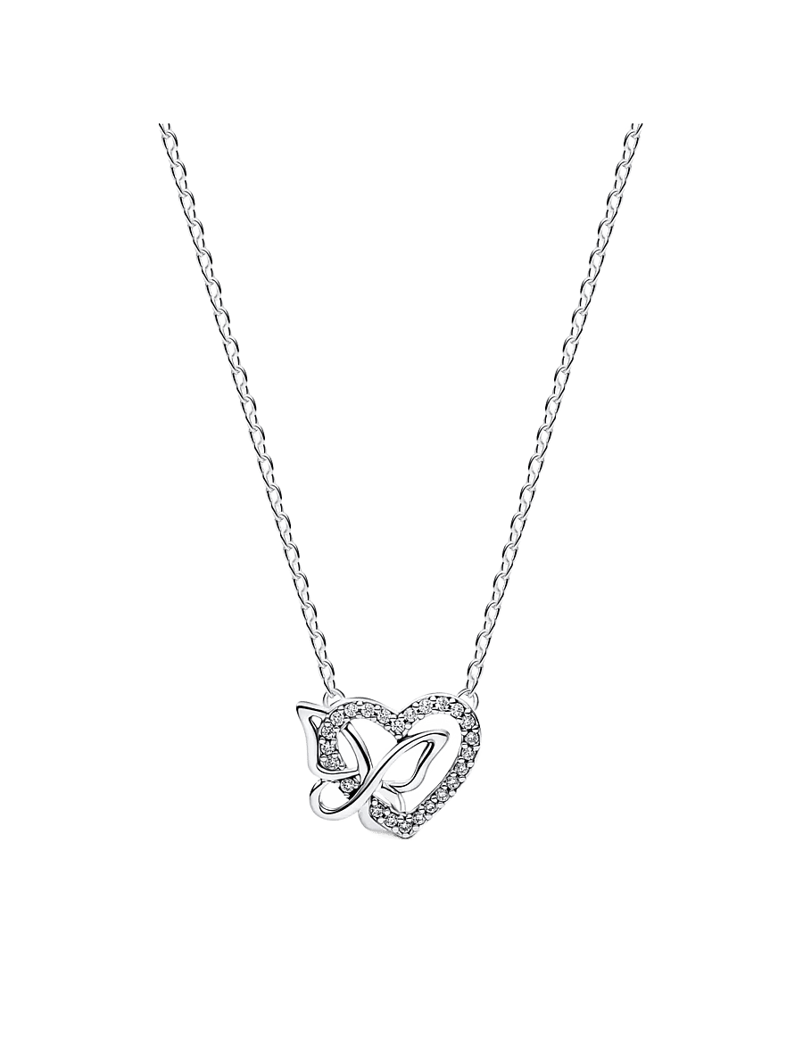 Pandora - Heart and butterfly sterling silver - clear - 1