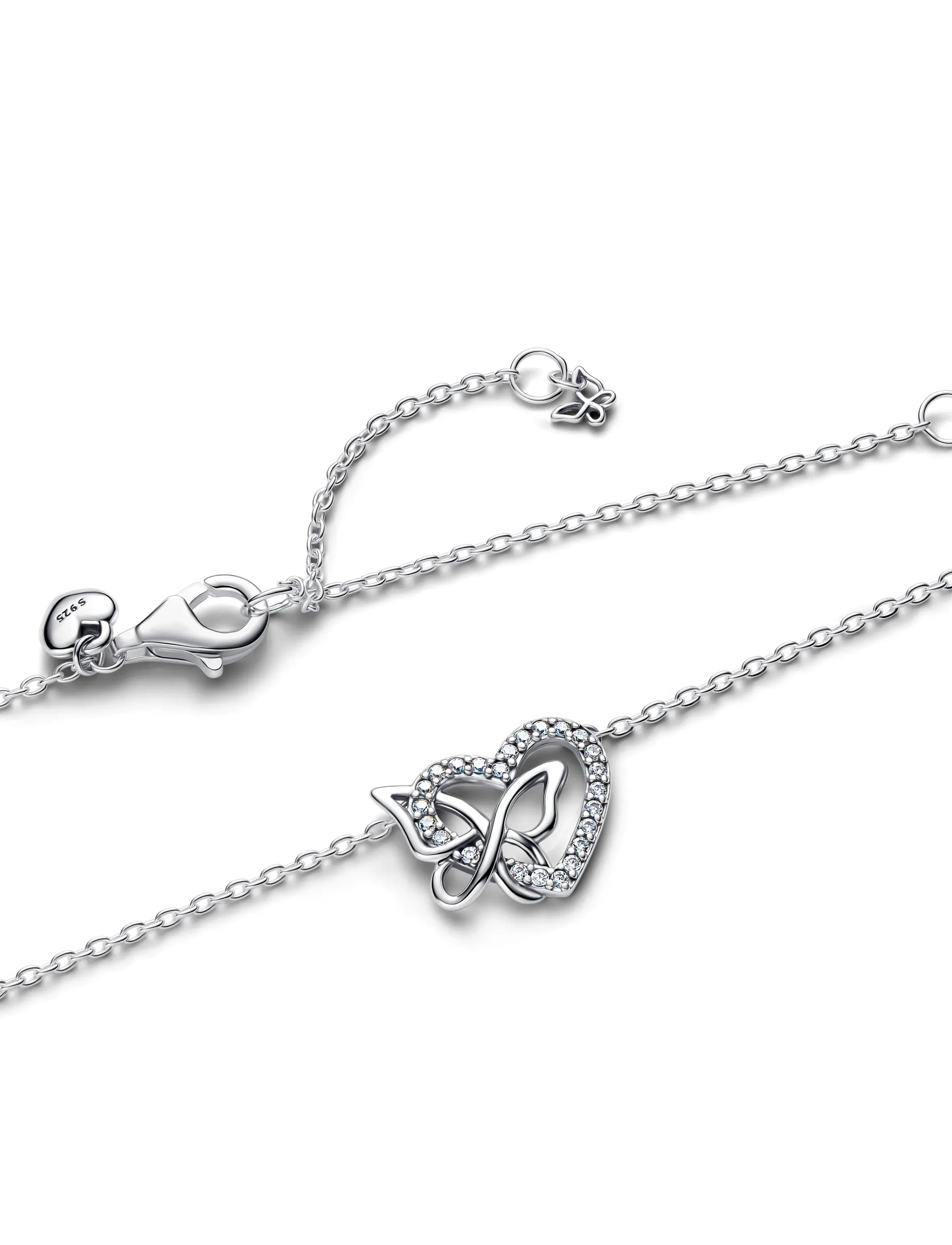 Pandora - Heart and butterfly sterling silver - clear - 3