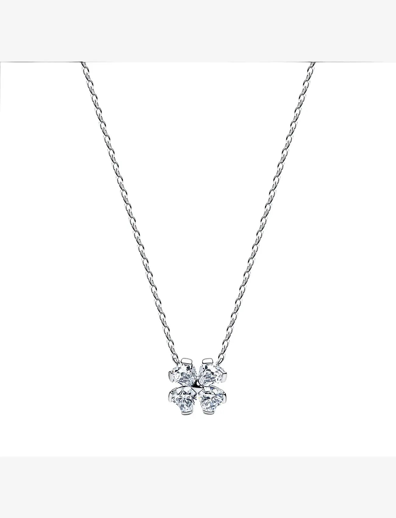 Pandora - Sparkling Lucky Clover Pendant Necklace - pendant necklaces - clear - 1