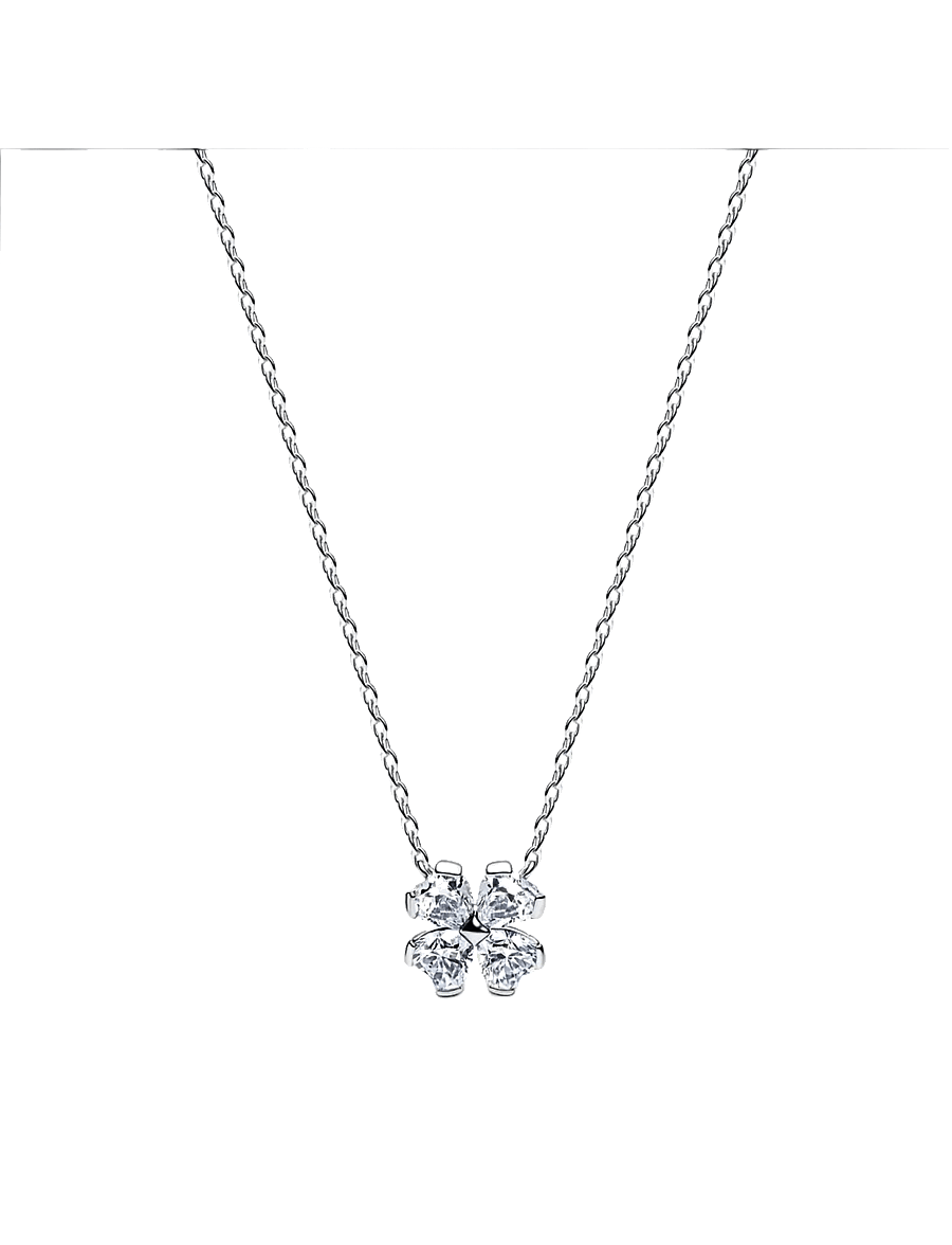 Pandora - Sparkling Lucky Clover Pendant Necklace - halsband med hänge - clear - 1
