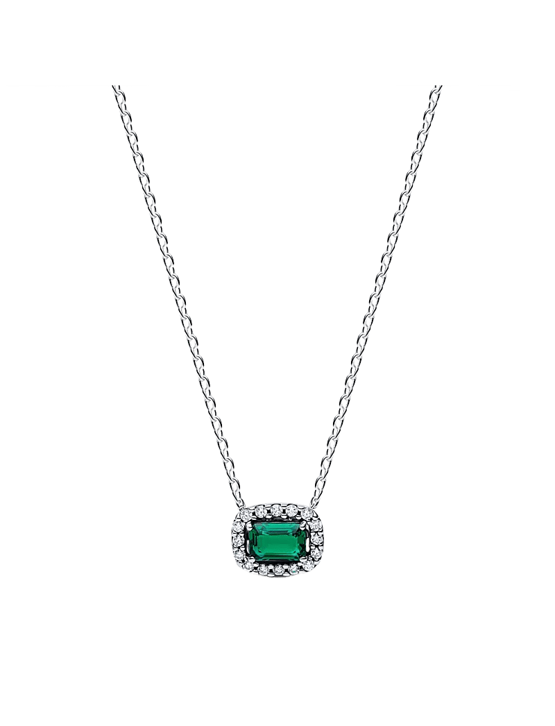 Pandora - Rectangular Sparkling Green Halo Pendant Necklace - statement-ketten - green - 1