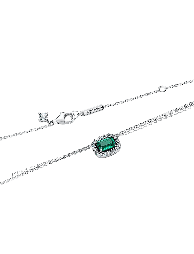Pandora - Rectangular Sparkling Green Halo Pendant Necklace - statement-ketten - green - 2