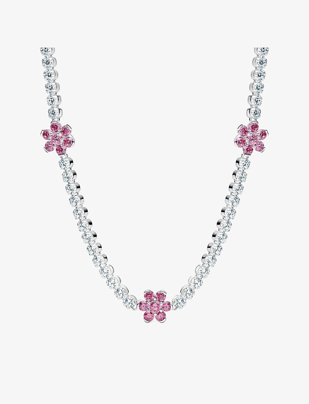 Pandora - Pink Flower Tennis Necklace - pink - 1