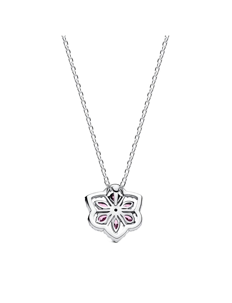 Pandora - Herbarium Sparkling Pink Flower Pendant Necklace - vedhæng - pink - 2