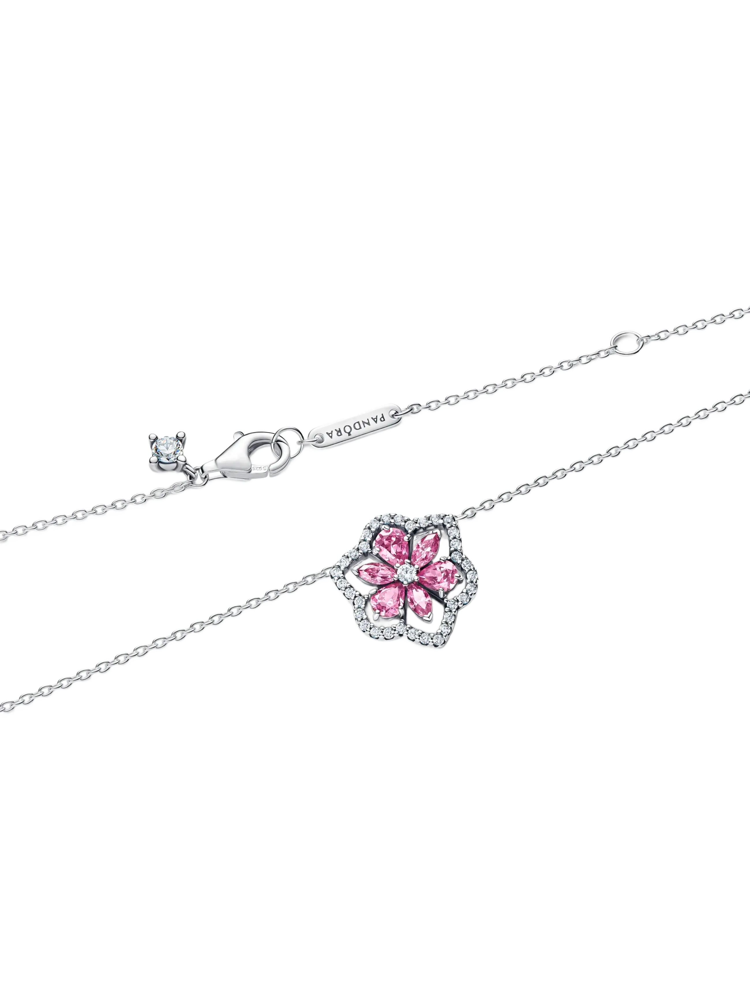 Pandora - Herbarium Sparkling Pink Flower Pendant Necklace - vedhæng - pink - 3