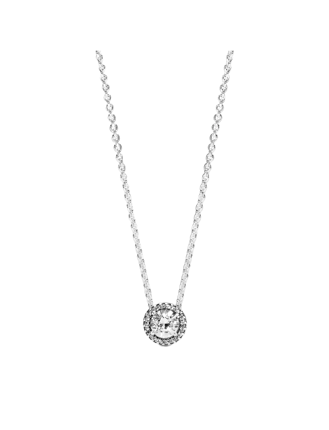 Silver necklace with clear cubic zirconia - CLEAR