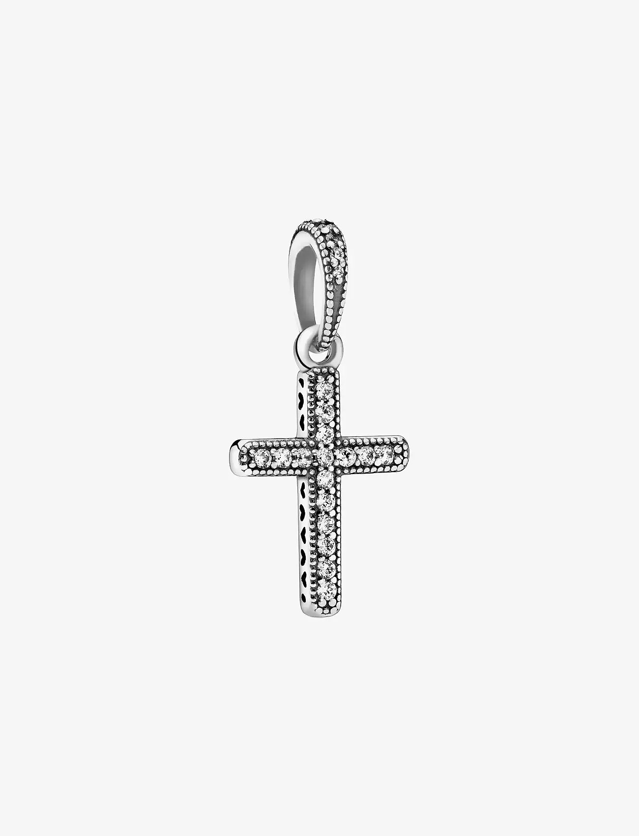 Pandora - Cross silver pendant with clear cubic zirconia - anhänger - clear - 1