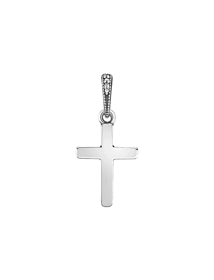Pandora - Cross silver pendant with clear cubic zirconia - hangers - clear - 2