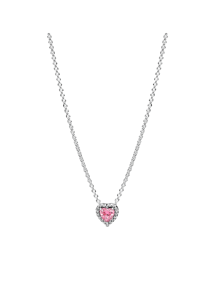 Pandora - Pink Elevated Heart Necklace - colliers chaîne - no color - 1