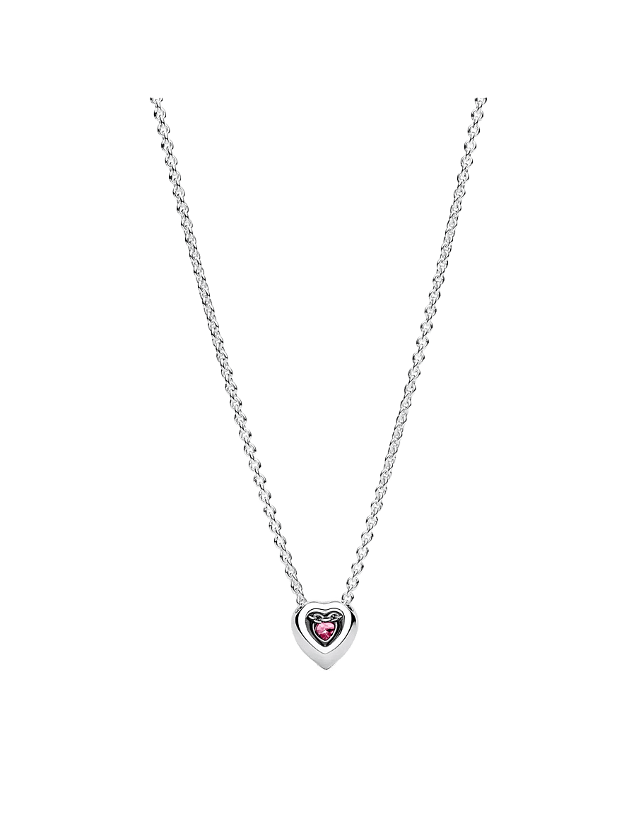 Pandora - Pink Elevated Heart Necklace - colliers chaîne - no color - 2