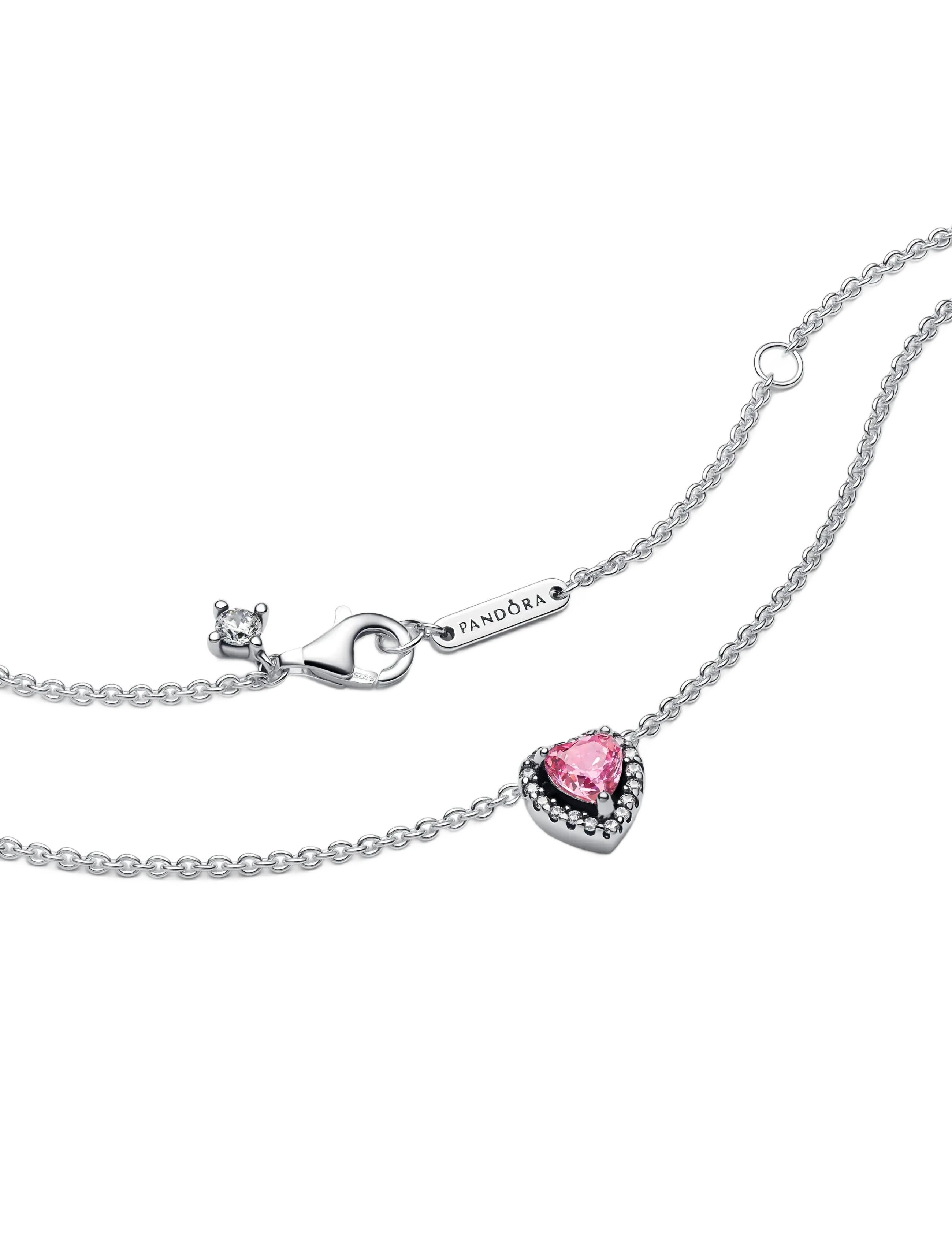 Pandora - Pink Elevated Heart Necklace - colliers chaîne - no color - 3