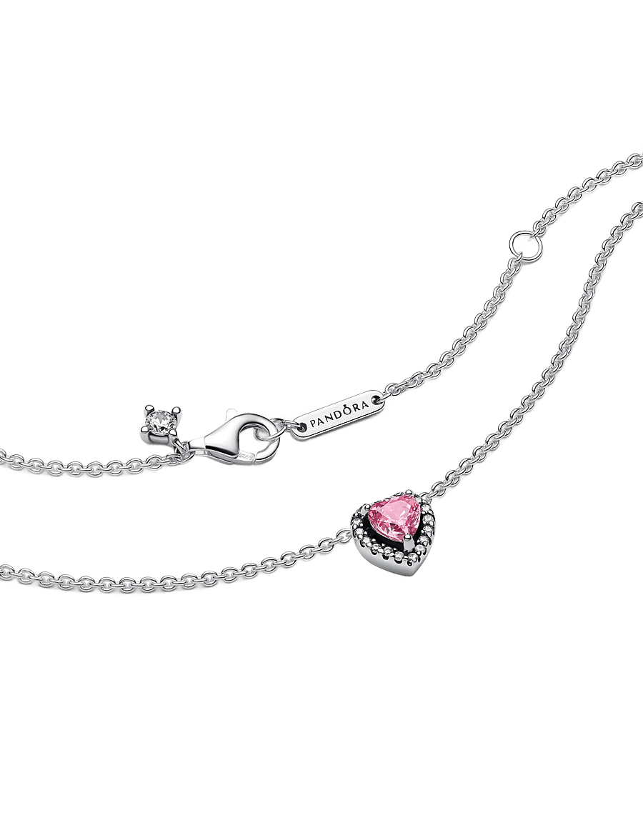 Pandora - Pink Elevated Heart Necklace - colliers chaîne - no color - 3