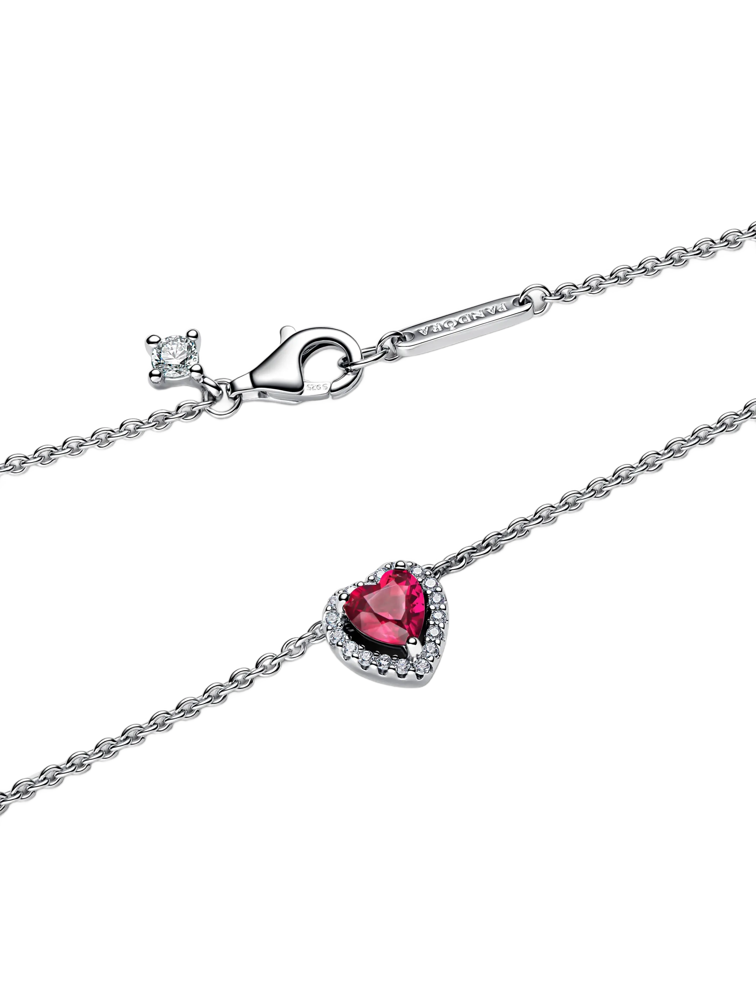 Pandora - Heart sterling silver collier with - red - 3