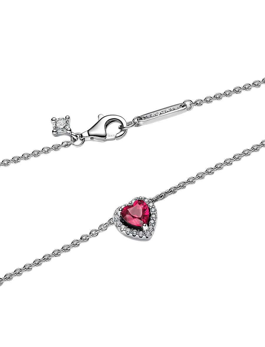 Pandora - Heart sterling silver collier with - red - 3