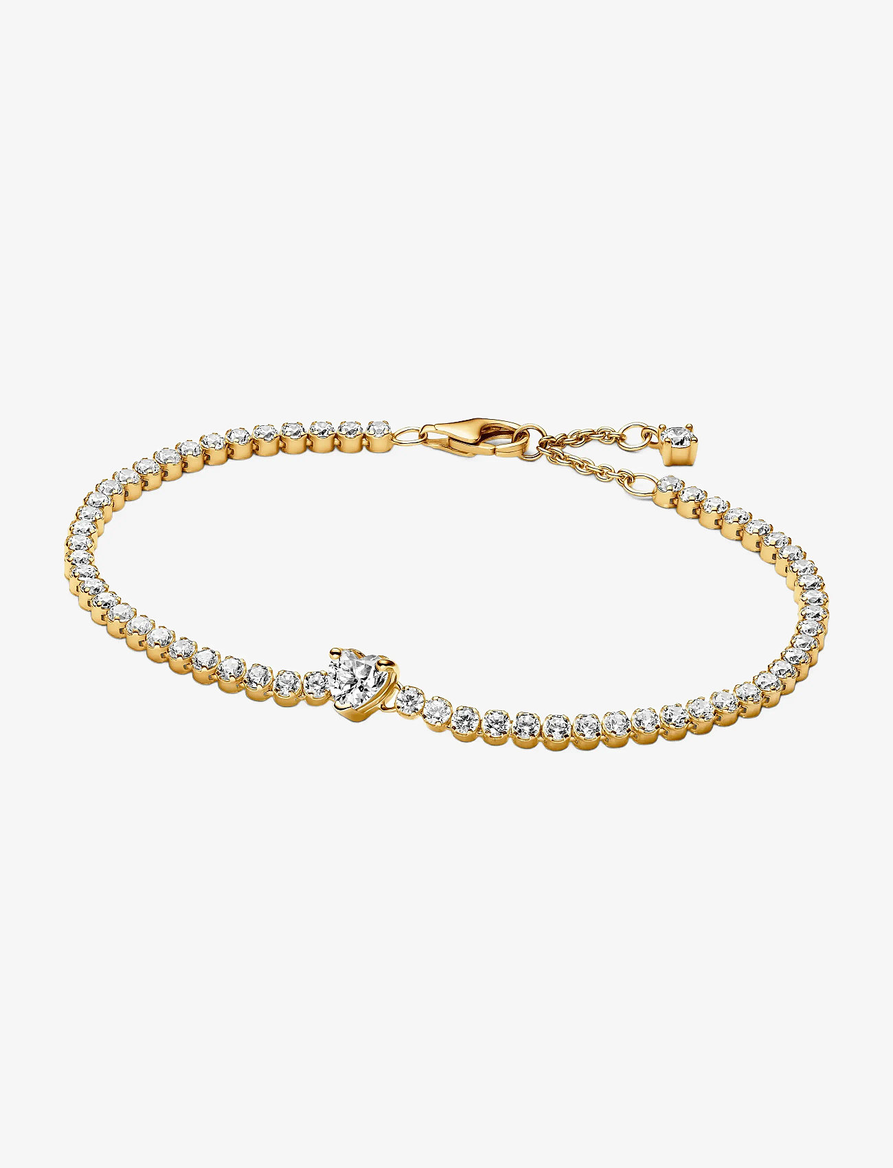 Pandora - Heart 14k gold-plated bracelet with clear cubic zirconia - kedjearmband - clear - 1