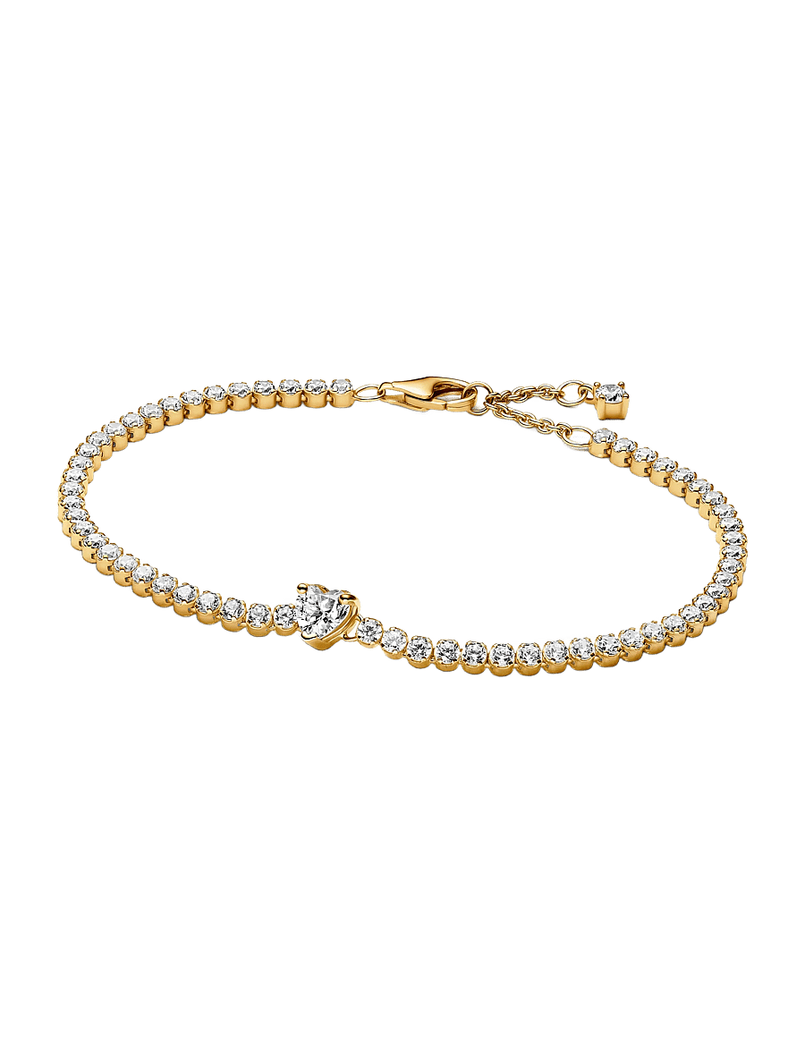 Pandora - Heart 14k gold-plated bracelet with clear cubic zirconia - bracelets chaîne - clear - 1