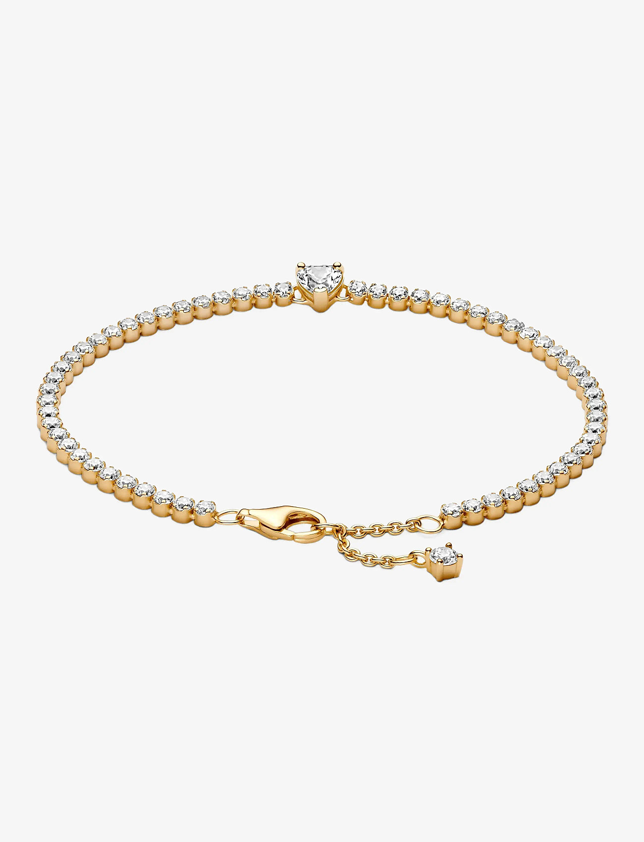 Pandora - Heart 14k gold-plated bracelet with clear cubic zirconia - kedjearmband - clear - 2