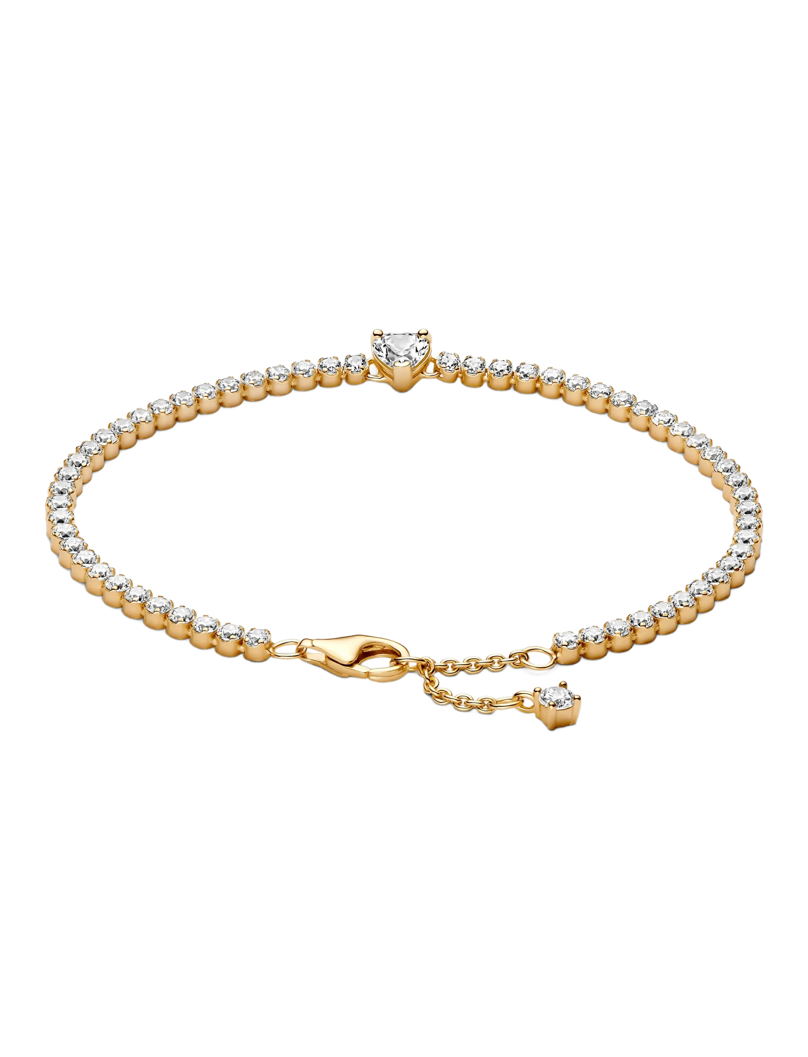 Pandora - Heart 14k gold-plated bracelet with clear cubic zirconia - bracelets chaîne - clear - 2