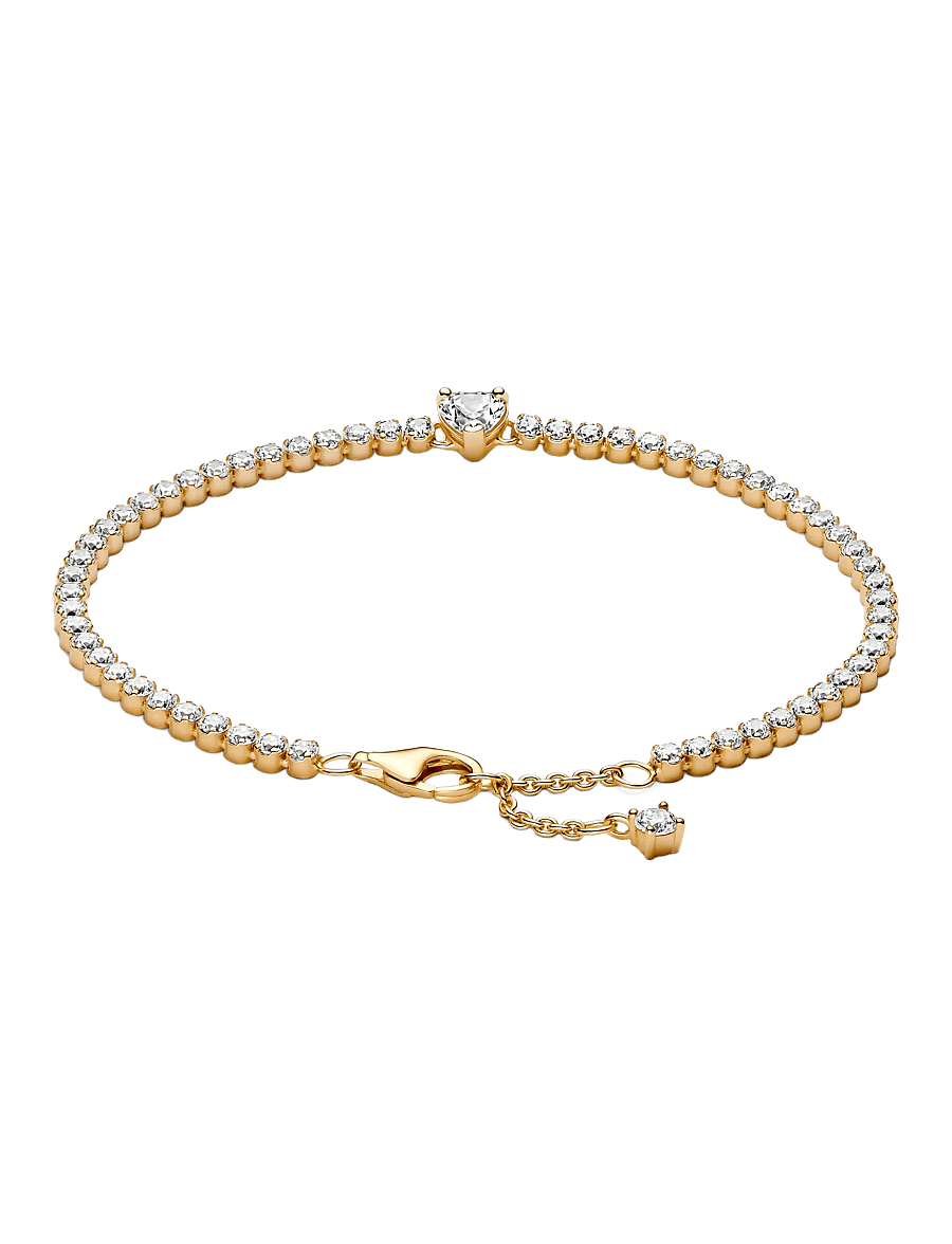 Pandora - Heart 14k gold-plated bracelet with clear cubic zirconia - bracelets chaîne - clear - 2
