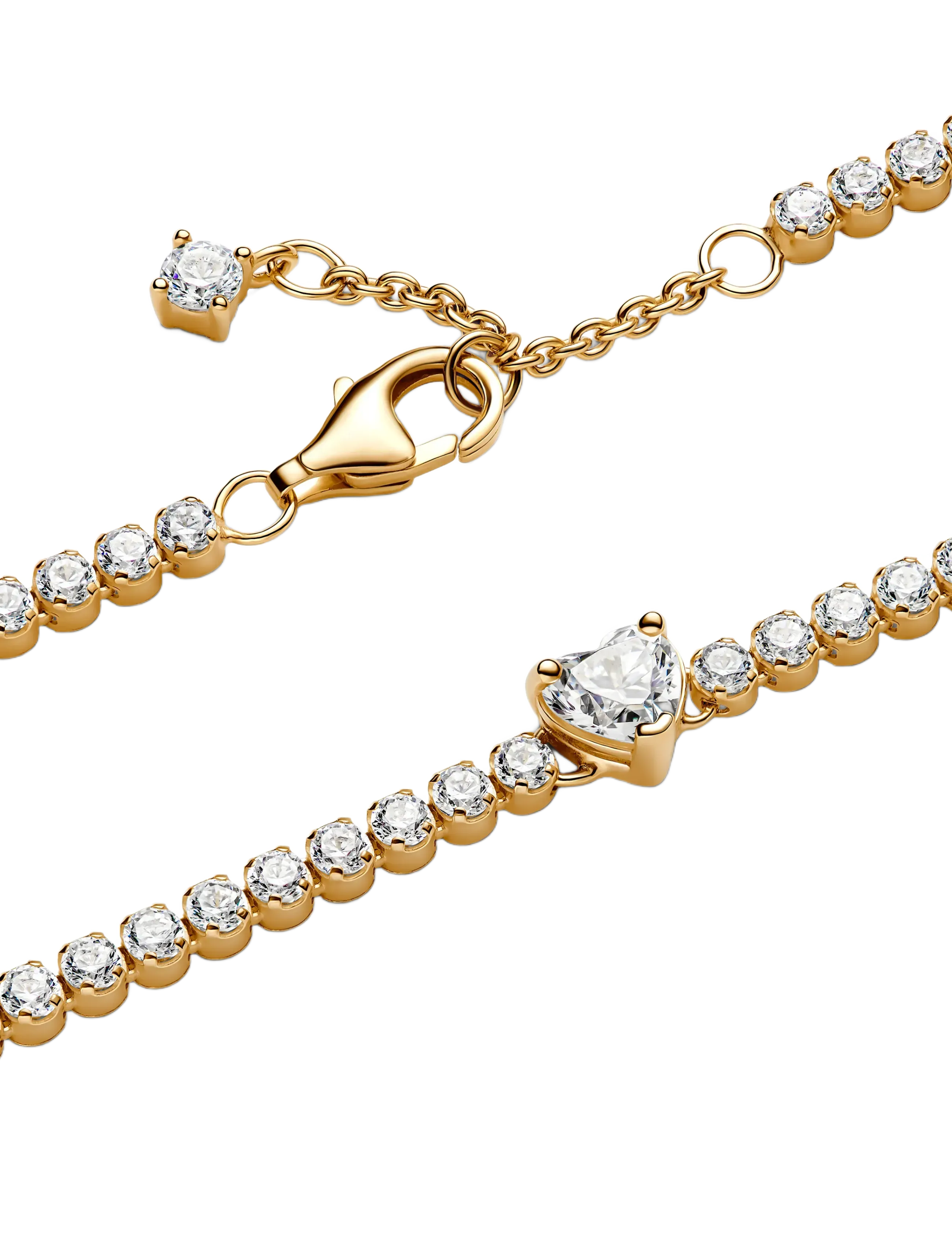 Pandora - Heart 14k gold-plated bracelet with clear cubic zirconia - bracelets chaîne - clear - 3