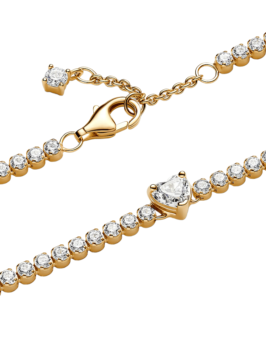 Pandora - Heart 14k gold-plated bracelet with clear cubic zirconia - bracelets chaîne - clear - 3