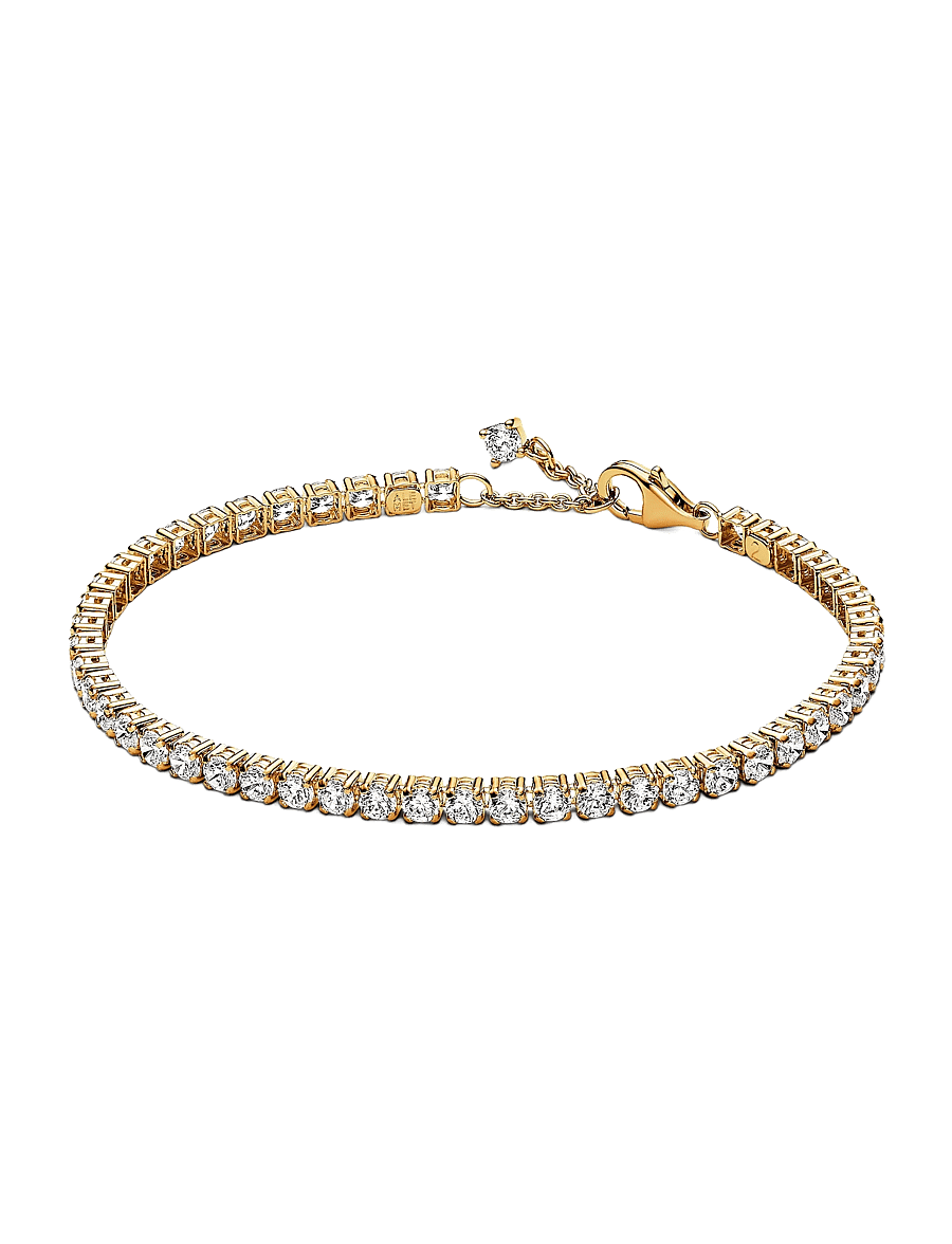 Pandora - 14k Gold-plated tennis bracelet with clear cubic zirconia - bracelets chaîne - clear - 1