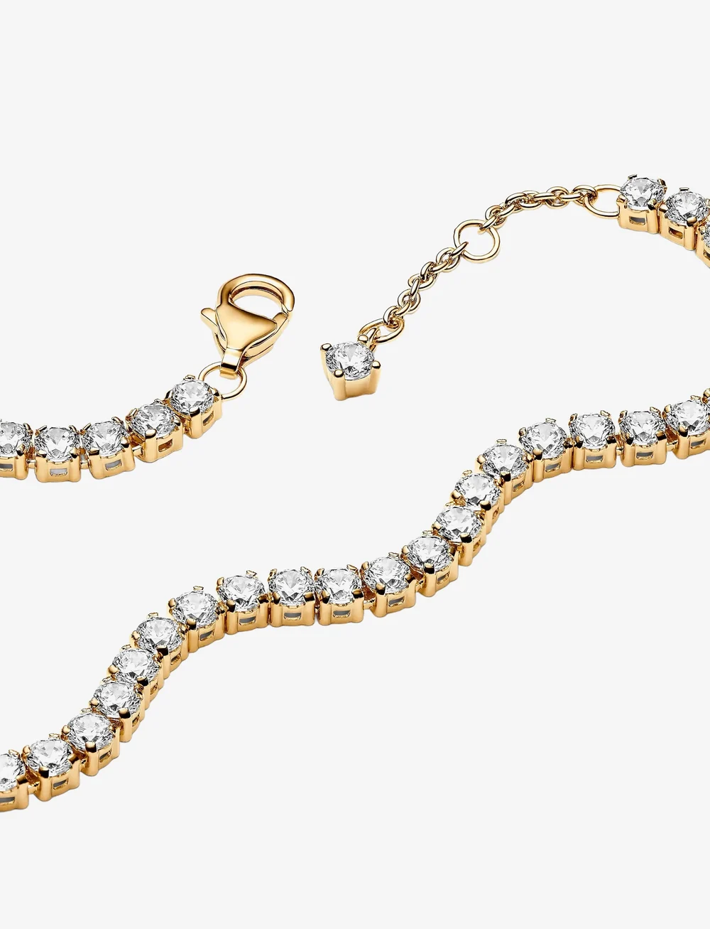 Pandora - 14k Gold-plated tennis bracelet with clear cubic zirconia - lenkearmbånd - clear - 2