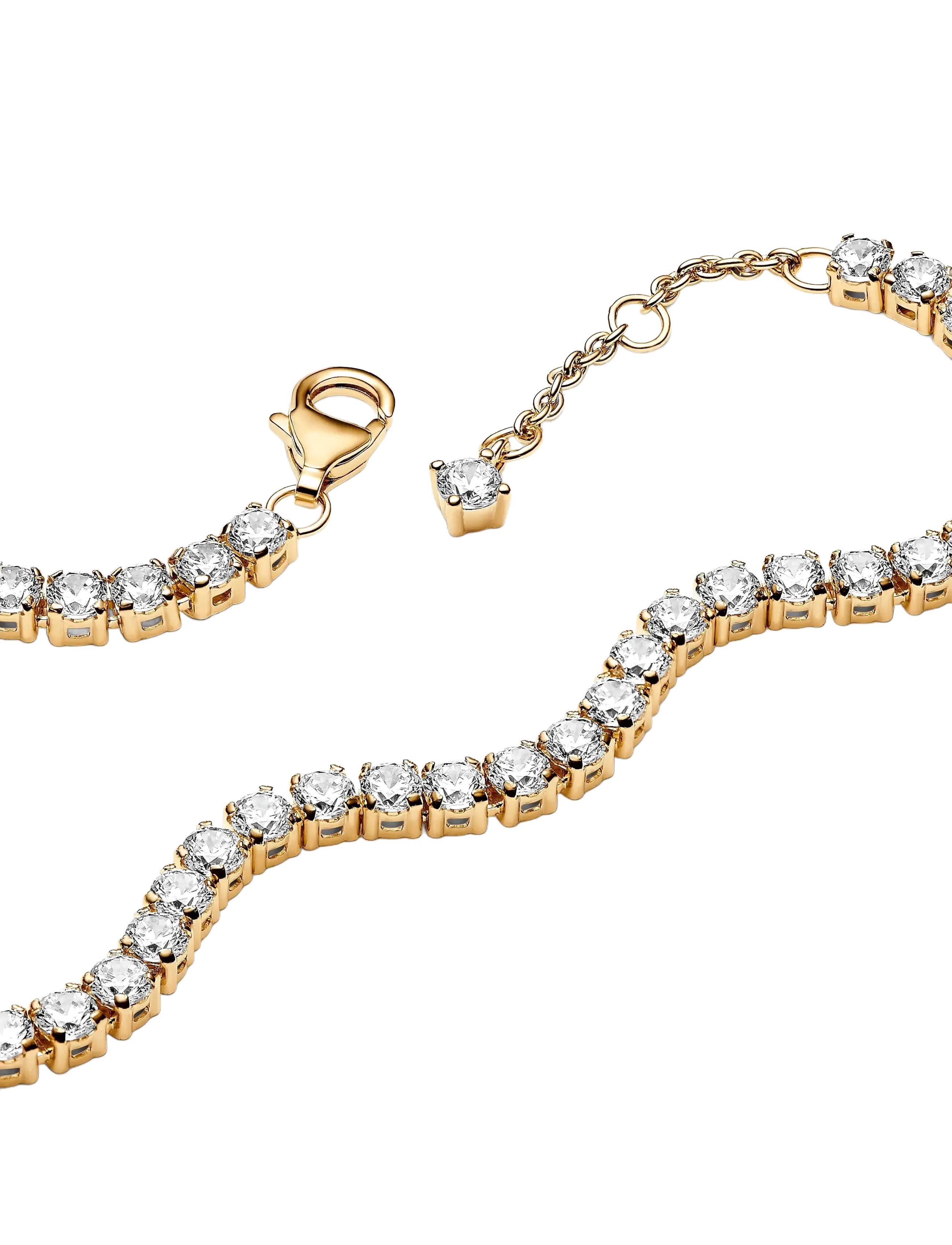 Pandora - 14k Gold-plated tennis bracelet with clear cubic zirconia - bracelets chaîne - clear - 2