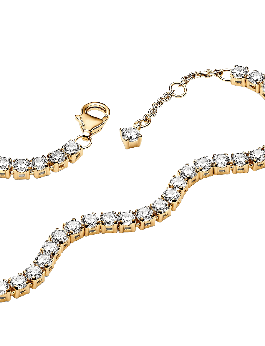 Pandora - 14k Gold-plated tennis bracelet with clear cubic zirconia - bracelets chaîne - clear - 2