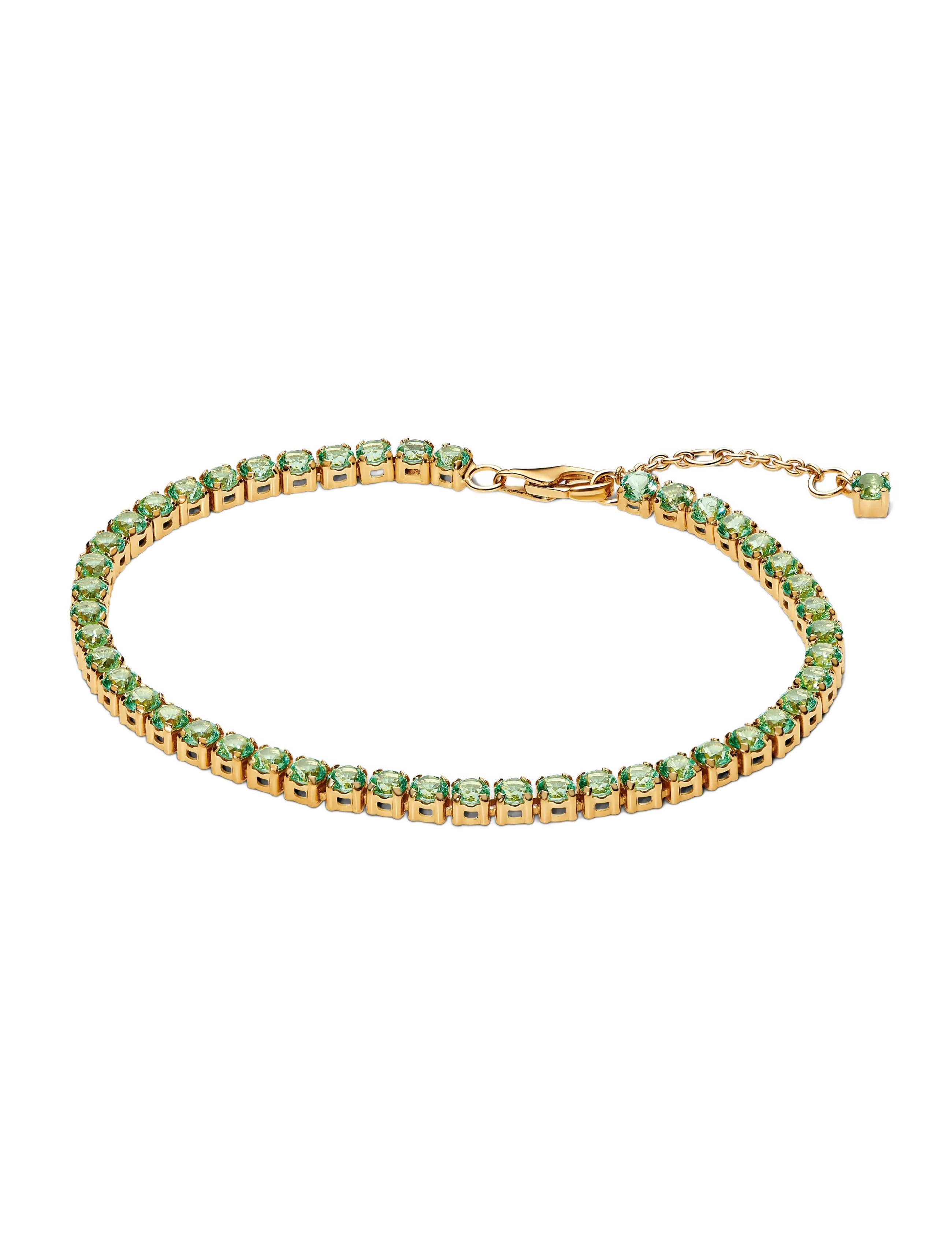 14k gold-plated bracelet with mint green crystal - GREEN